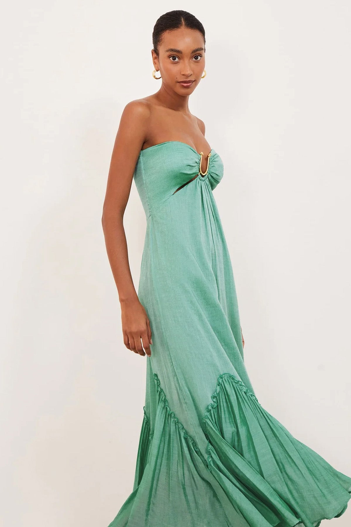 Vix Solid Harper Boyun Askılı Straplez Maxi Elbise