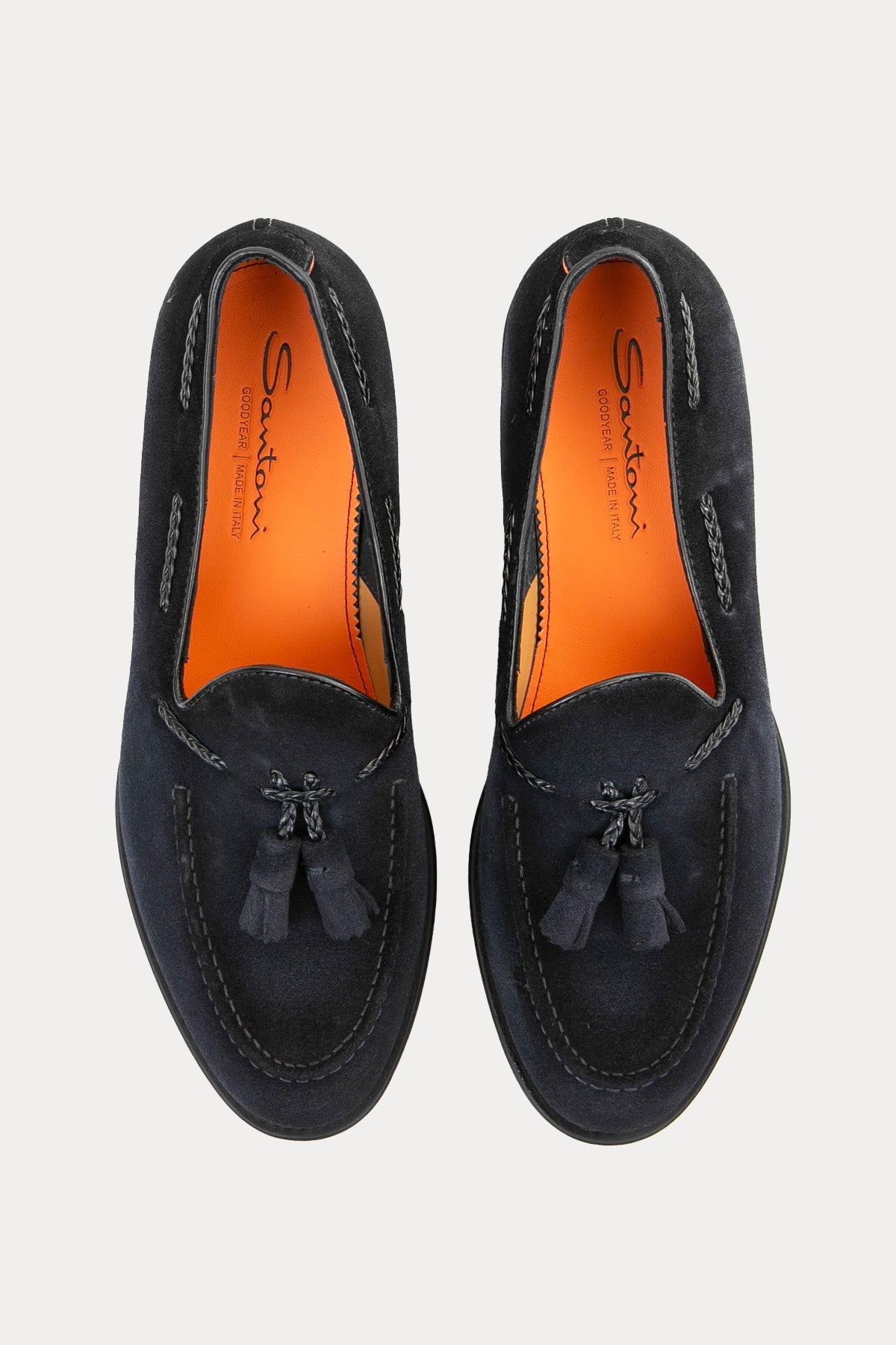 Santoni Goodyear Taban Nubuk Deri Püsküllü Loafer Ayakkabı