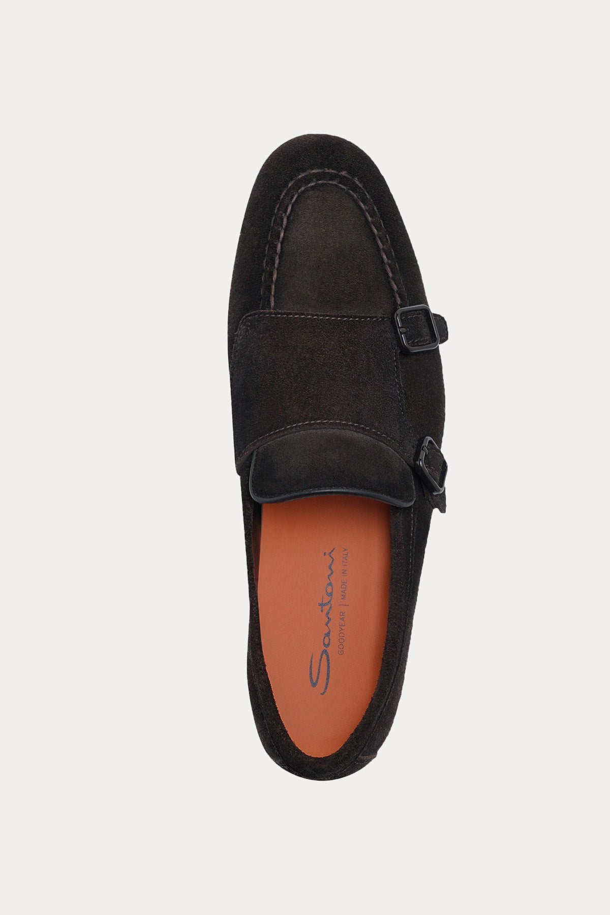 Santoni Goodyear Taban Çift Tokalı Süet Loafer Ayakkabı