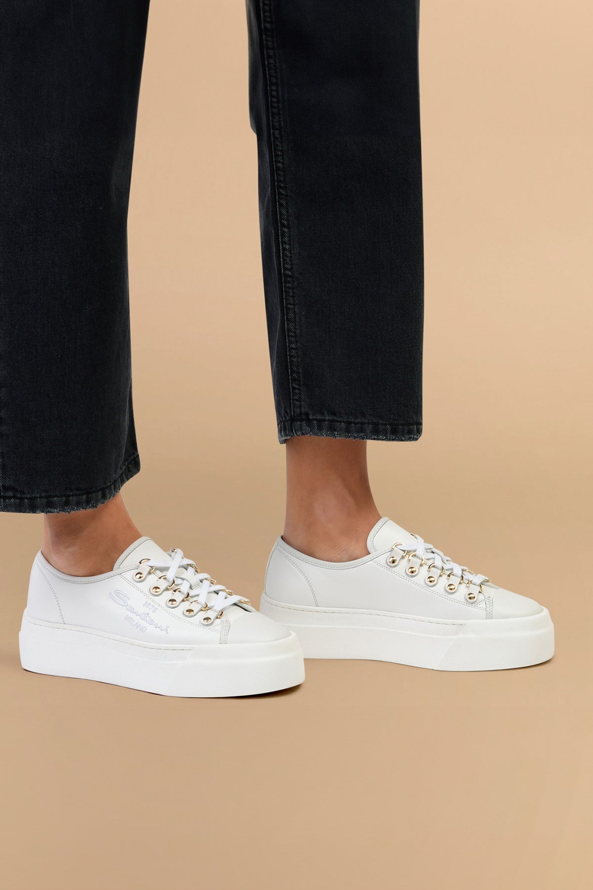 Santoni Logolu Deri Sneaker Ayakkabı