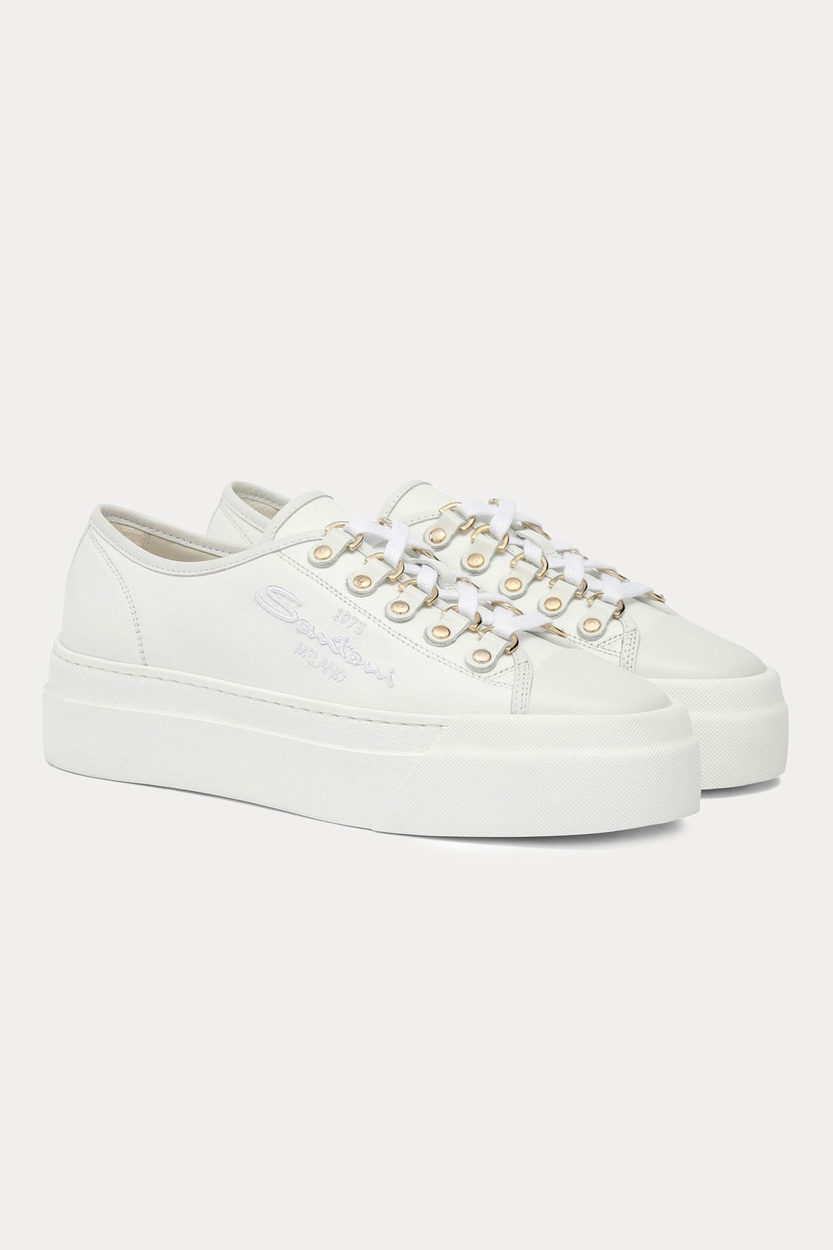 Santoni Logolu Deri Sneaker Ayakkabı