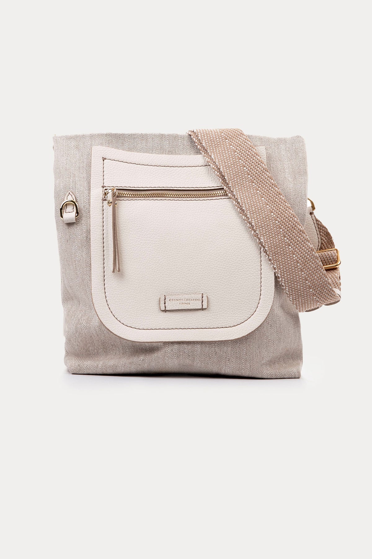 Gianni Chiarini Afra Deri Detaylı Kanvas Kumaş Omuz Çantası