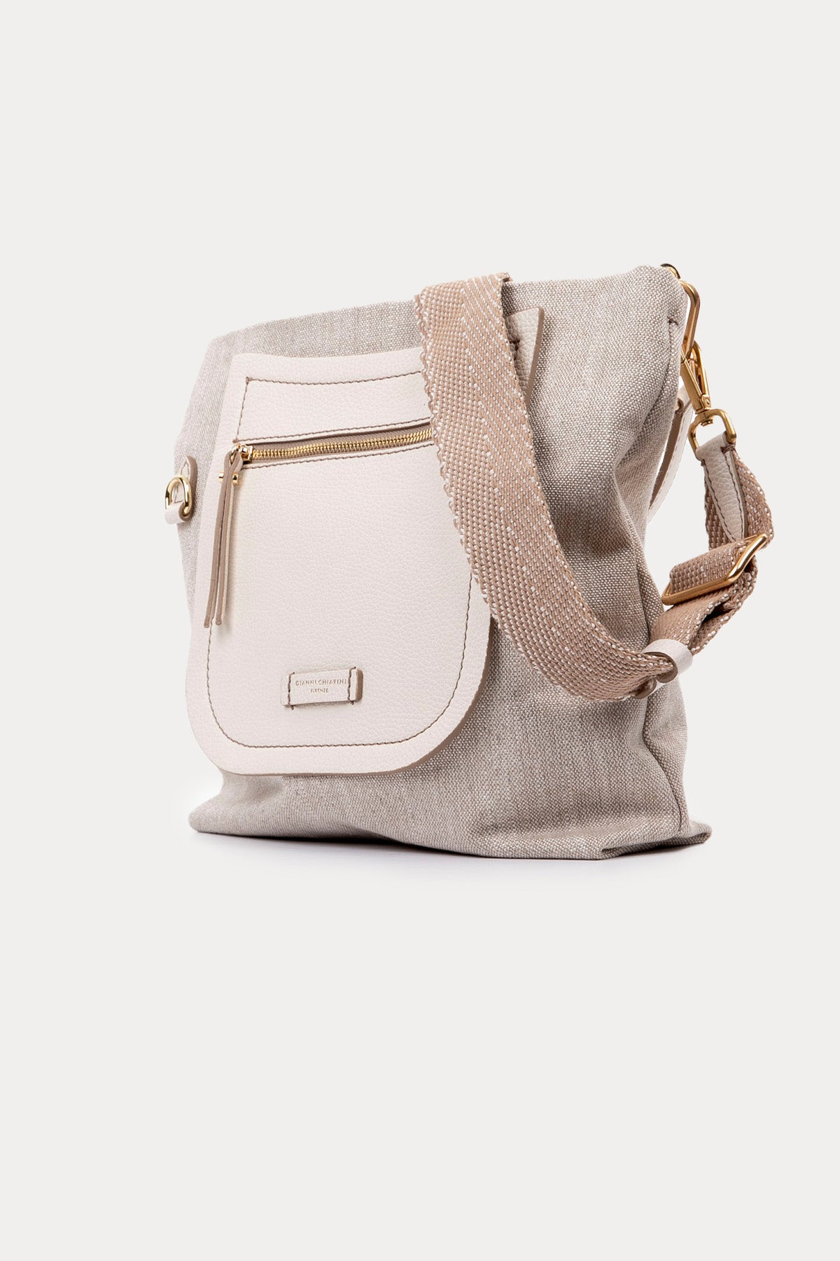 Gianni Chiarini Afra Deri Detaylı Kanvas Kumaş Omuz Çantası