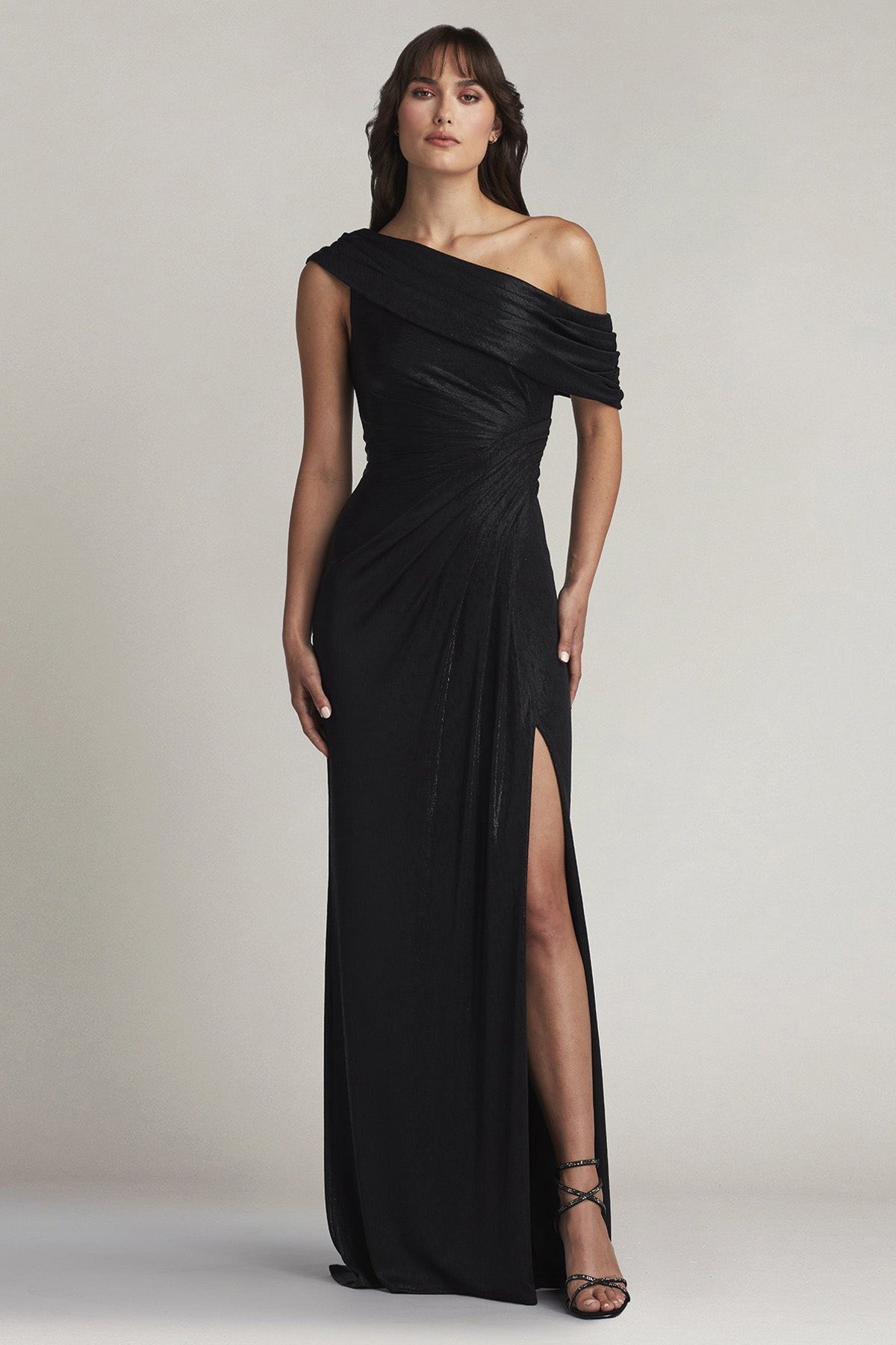 Tadashi Shoji Drapeli Tek Omuz Maxi Abiye Elbise