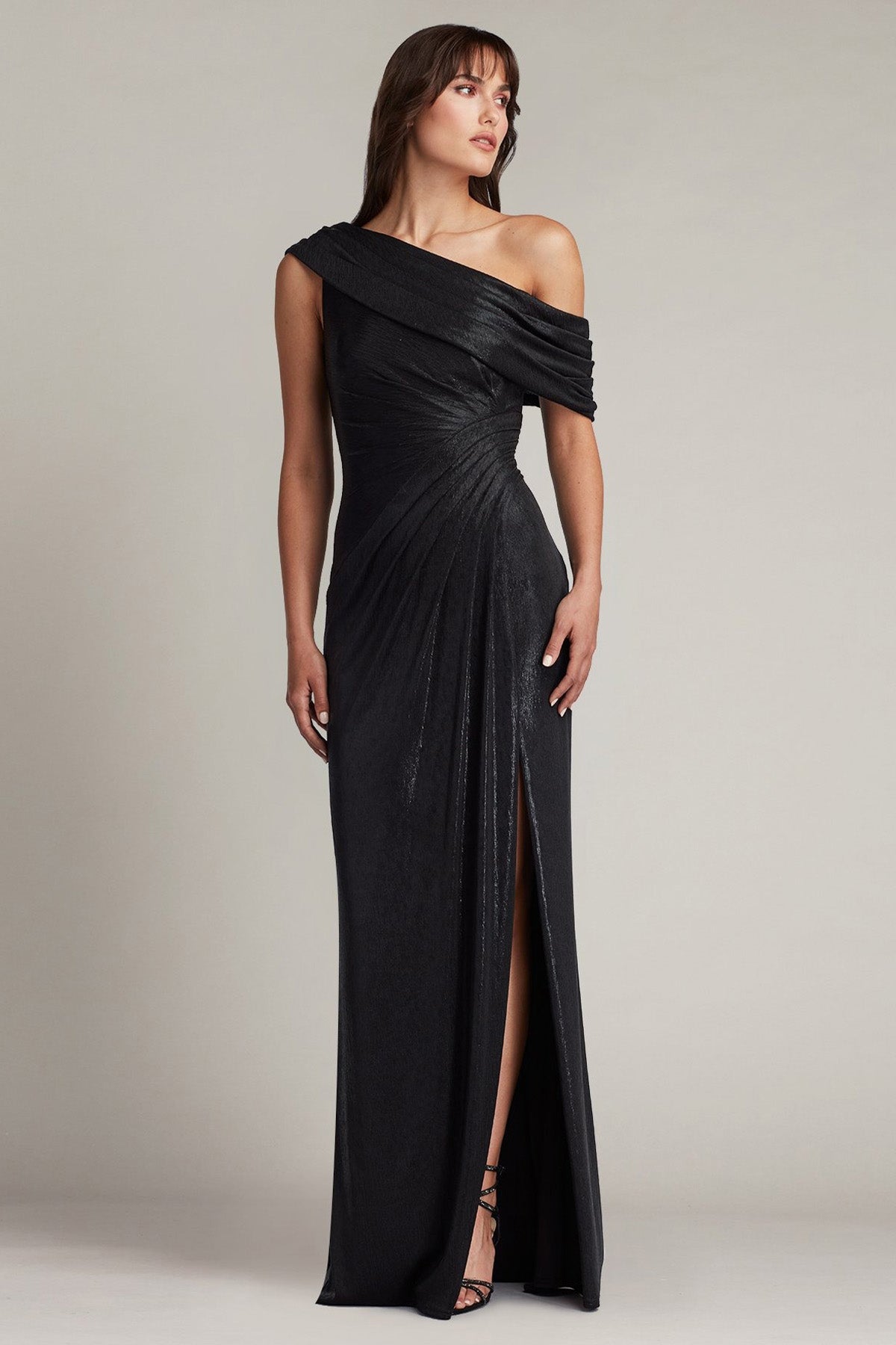 Tadashi Shoji Drapeli Tek Omuz Maxi Abiye Elbise