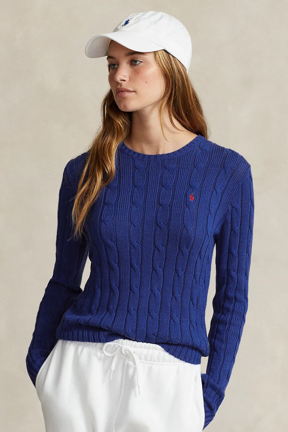 Polo Ralph Lauren Pima Cotton Slim Fit Yuvarlak Yaka Saç Örgü Triko