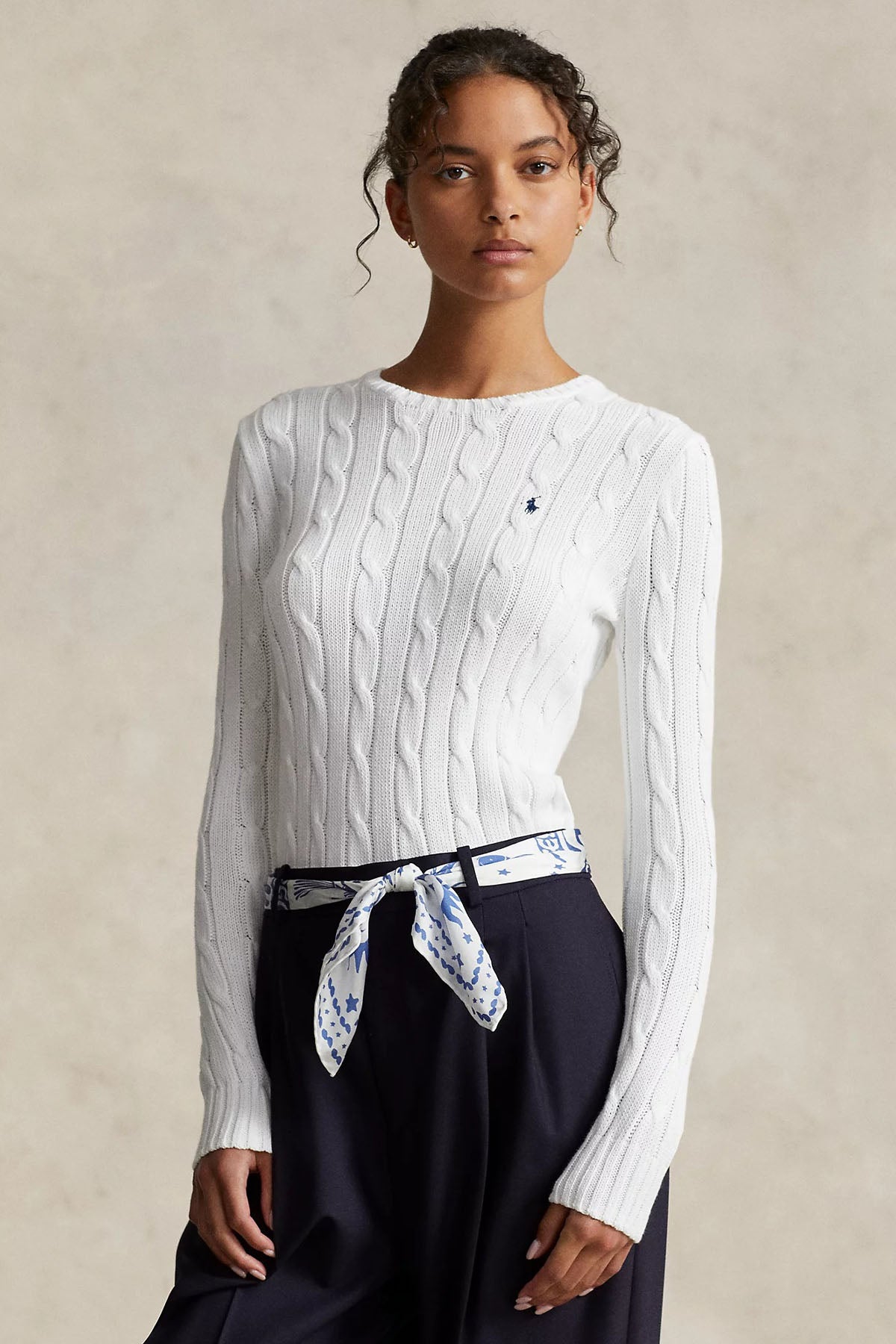 Polo Ralph Lauren Pima Cotton Slim Fit Yuvarlak Yaka Saç Örgü Triko