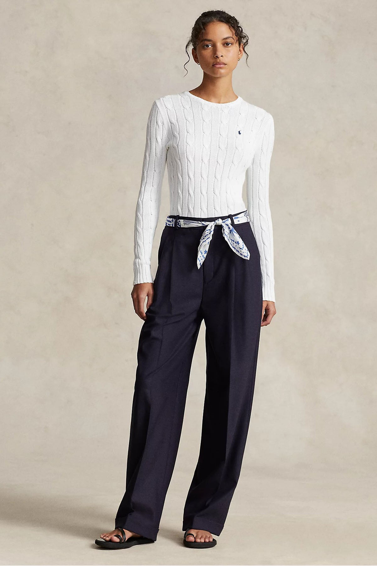 Polo Ralph Lauren Pima Cotton Slim Fit Yuvarlak Yaka Saç Örgü Triko