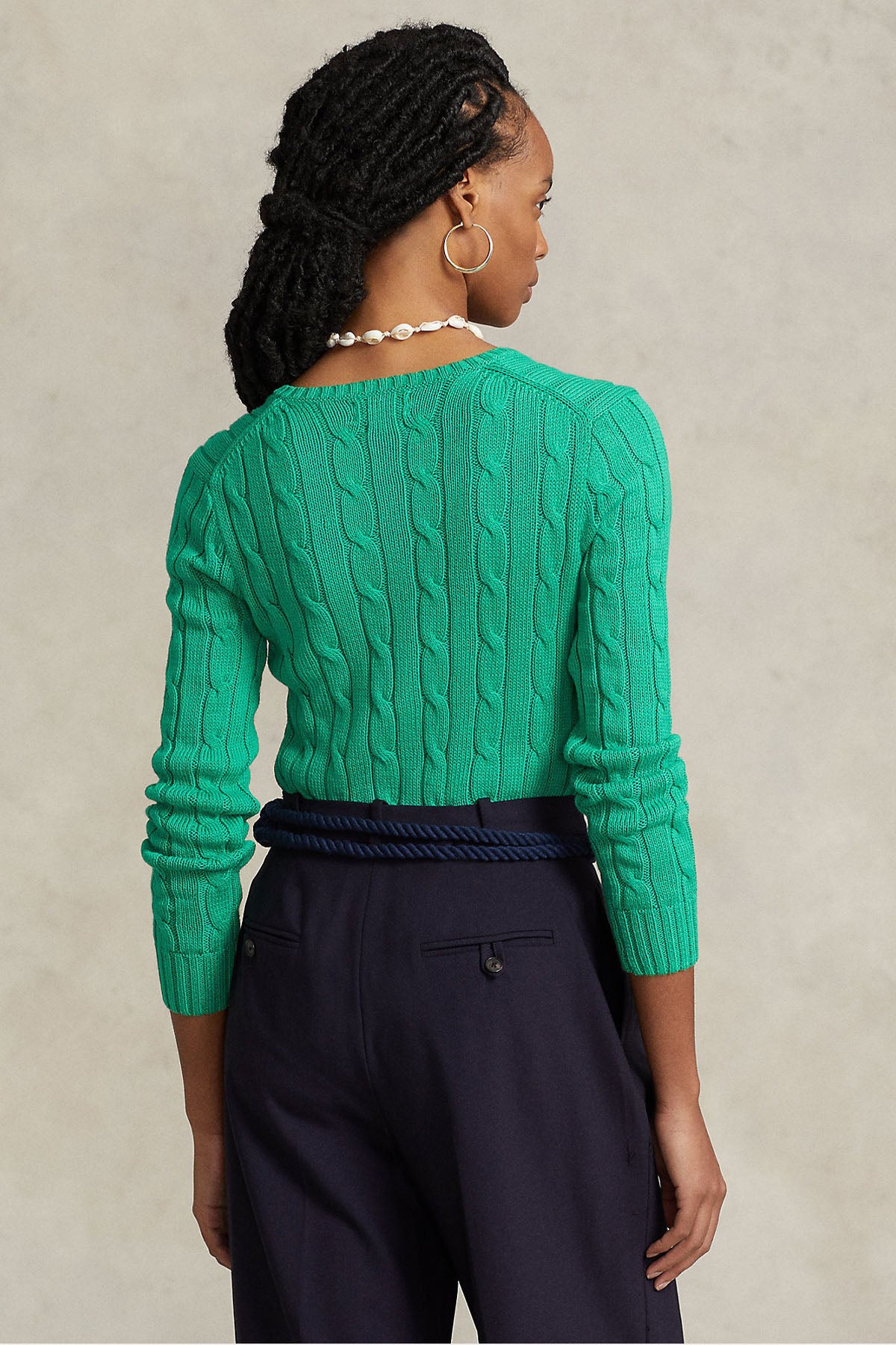 Polo Ralph Lauren Pima Cotton Slim Fit V Yaka Saç Örgü Triko