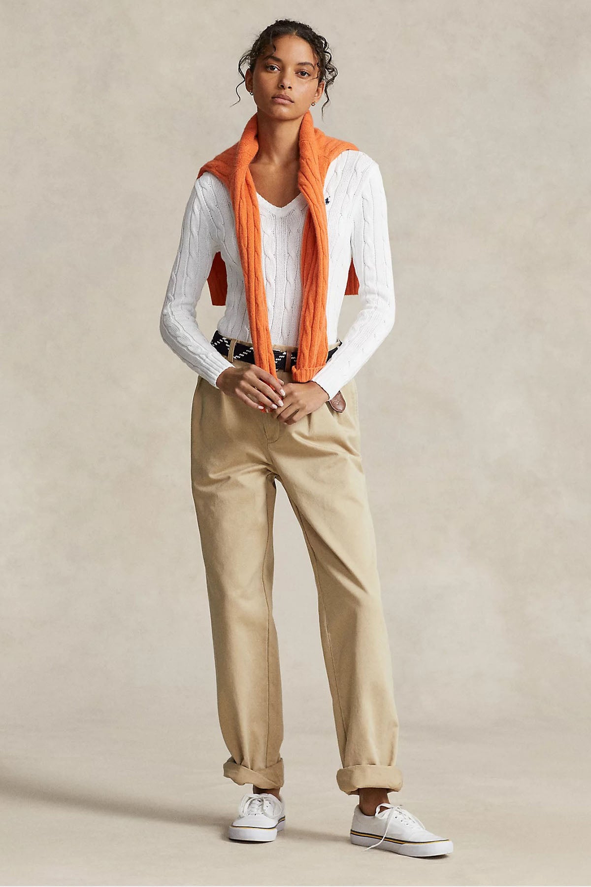 Polo Ralph Lauren Pima Cotton Slim Fit V Yaka Saç Örgü Triko