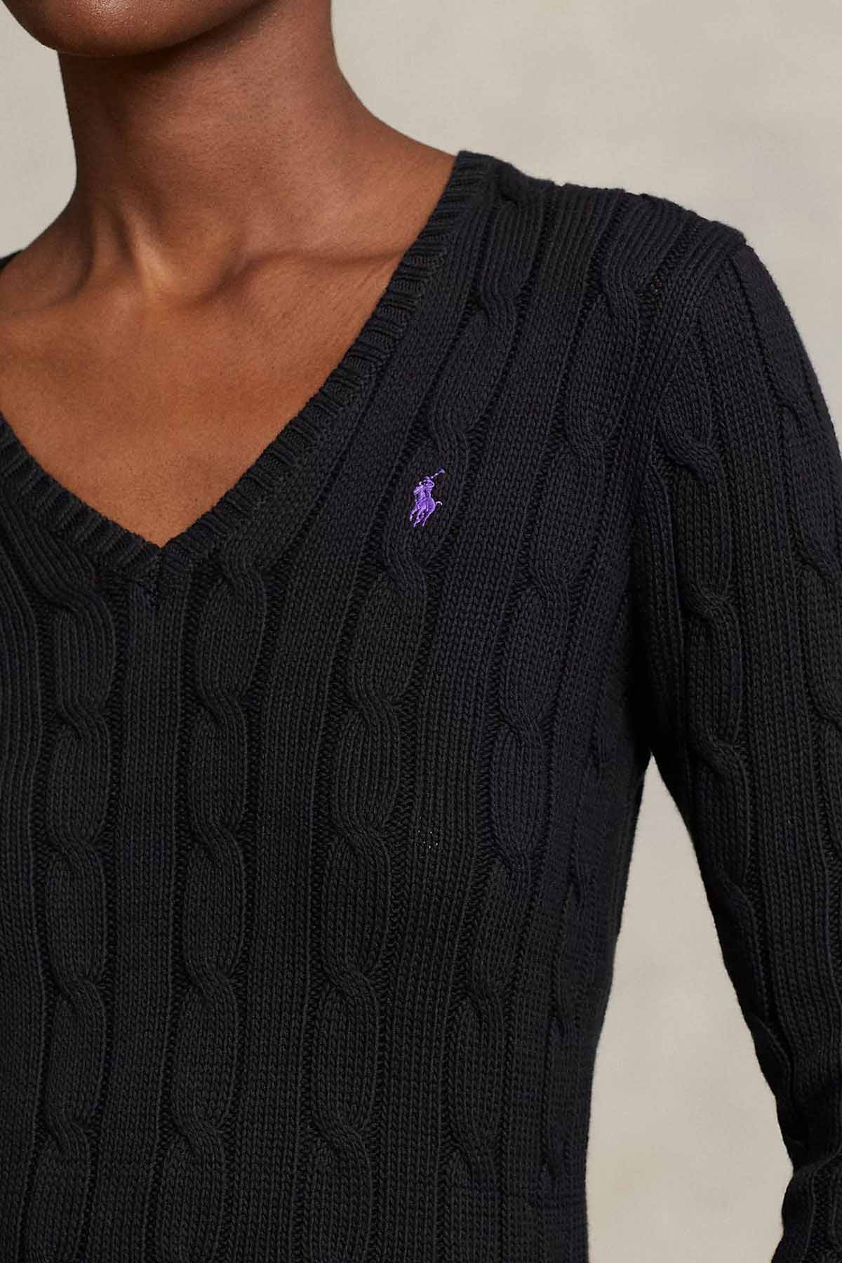 Polo Ralph Lauren Pima Cotton Slim Fit V Yaka Saç Örgü Triko