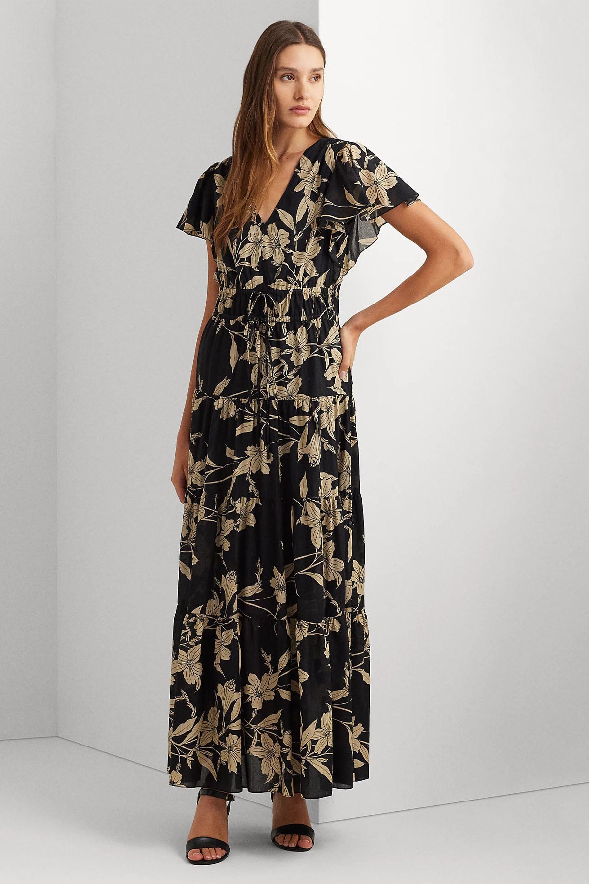 Polo Ralph Lauren V Yaka Desenli Maxi Elbise