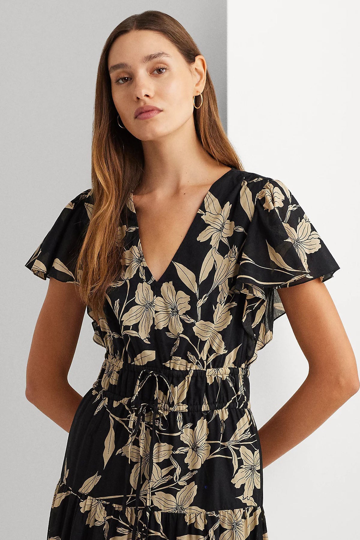 Polo Ralph Lauren V Yaka Desenli Maxi Elbise