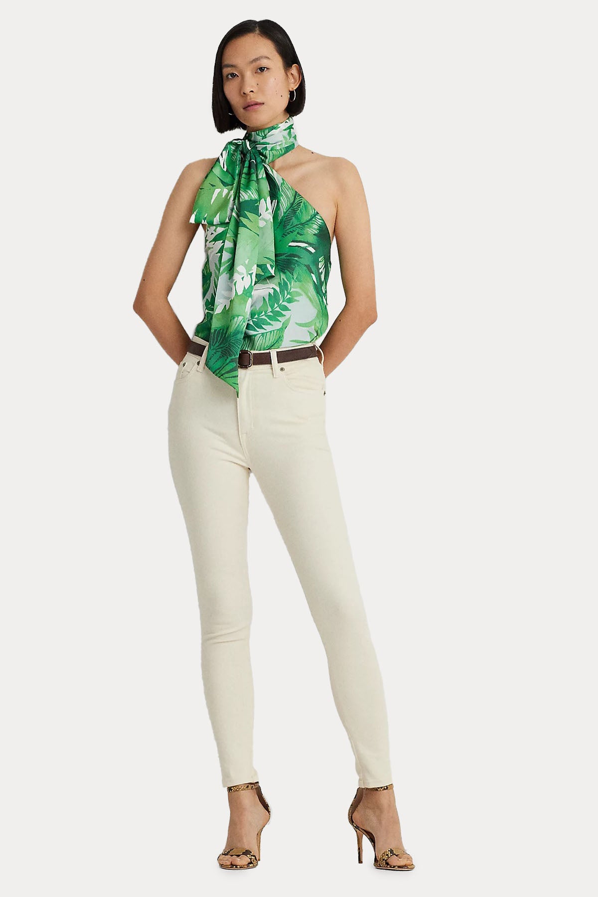 Polo Ralph Lauren Boyundan Bağlamalı Desenli Bluz