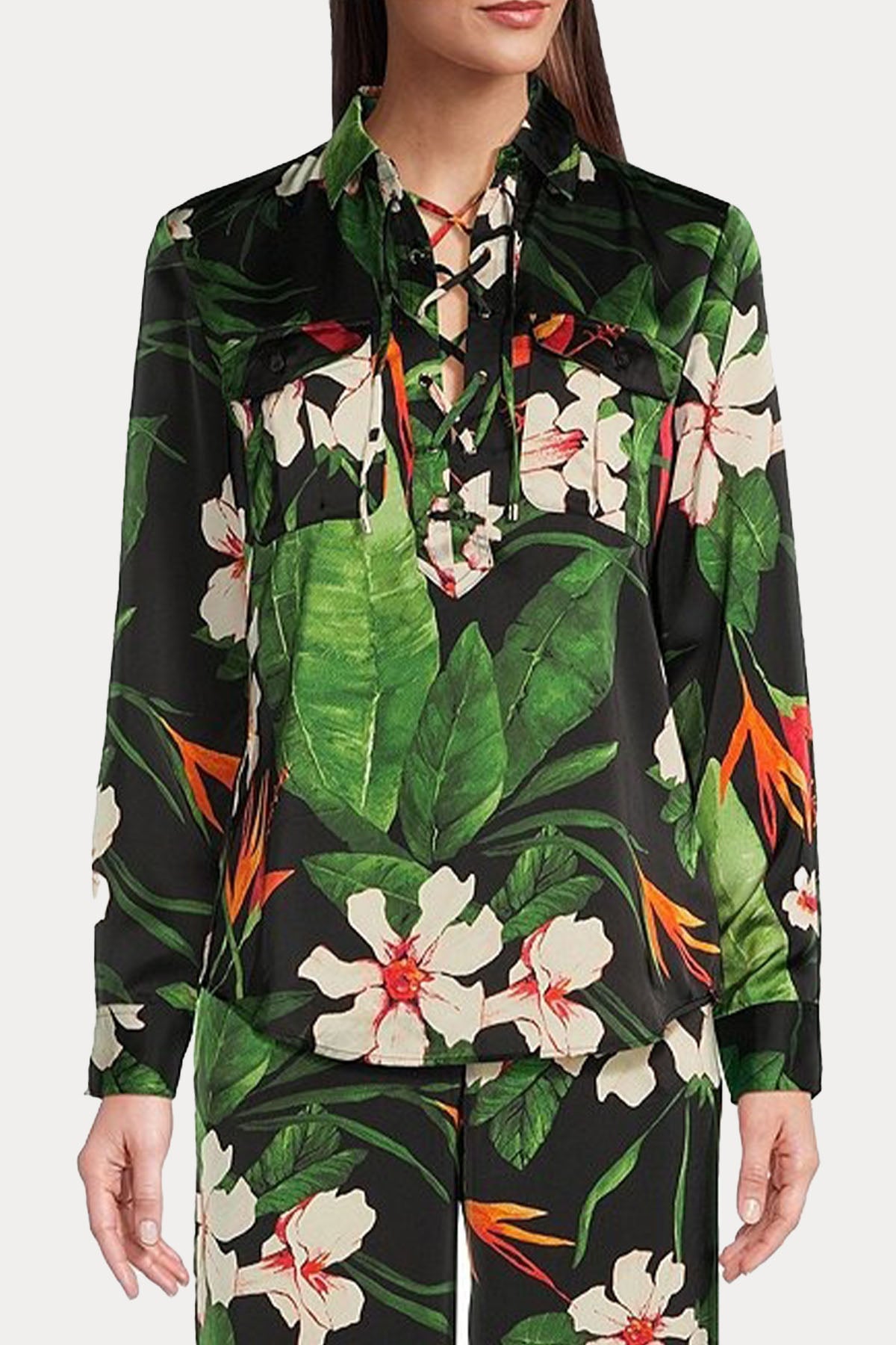 Polo Ralph Lauren Büzgülü Klasik Yaka Desenli Bluz