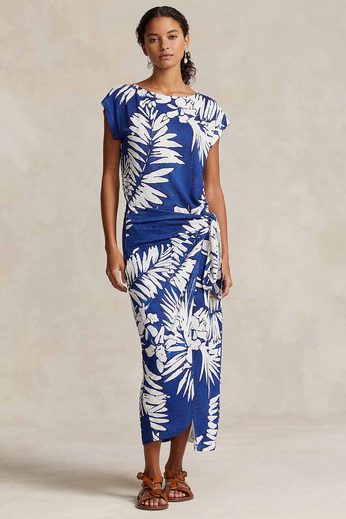 Polo Ralph Lauren Desenli Maxi Keten Elbise