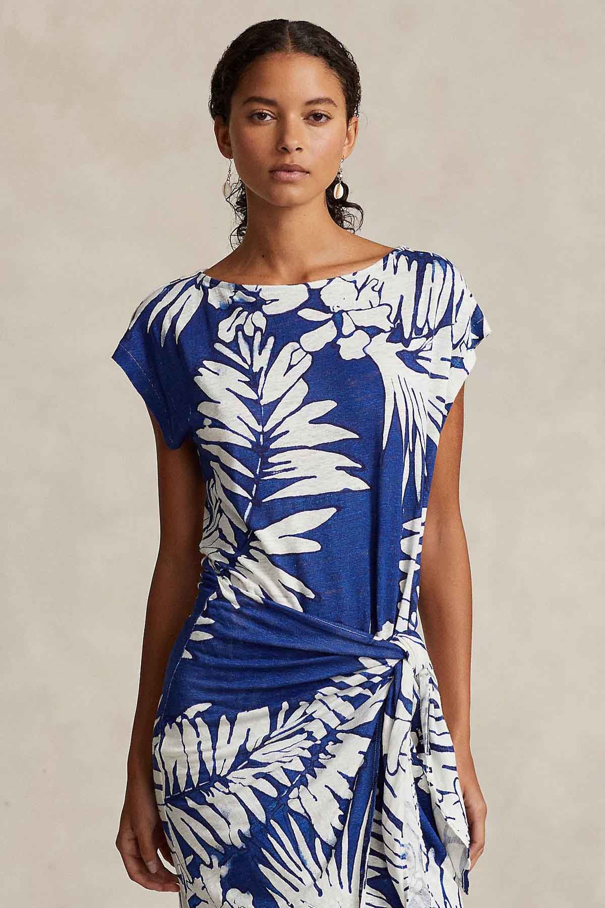 Polo Ralph Lauren Desenli Maxi Keten Elbise