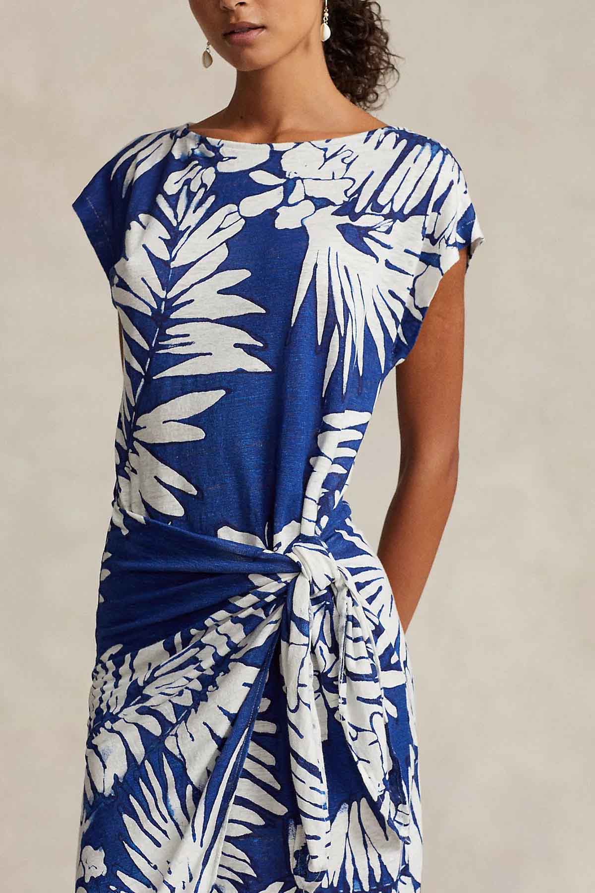 Polo Ralph Lauren Desenli Maxi Keten Elbise