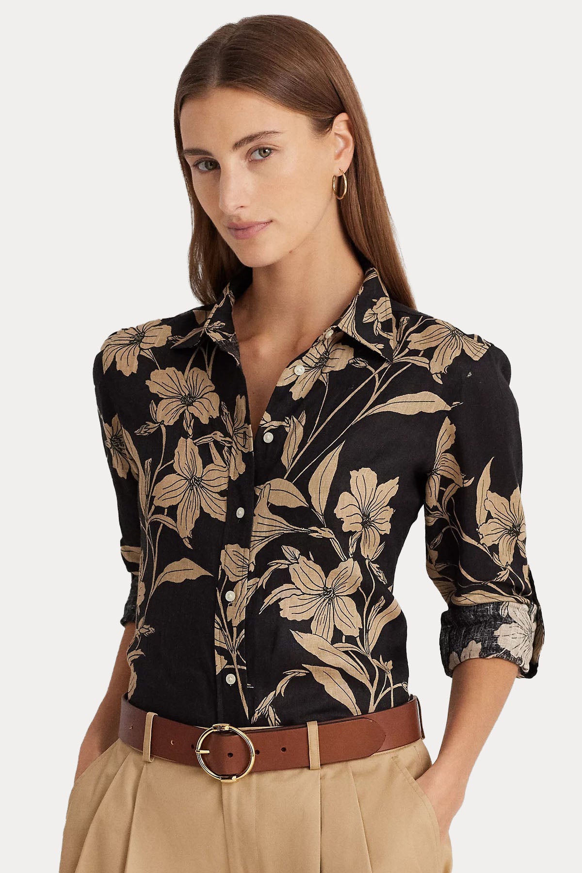 Polo Ralph Lauren Relaxed Fit Desenli Keten Gömlek