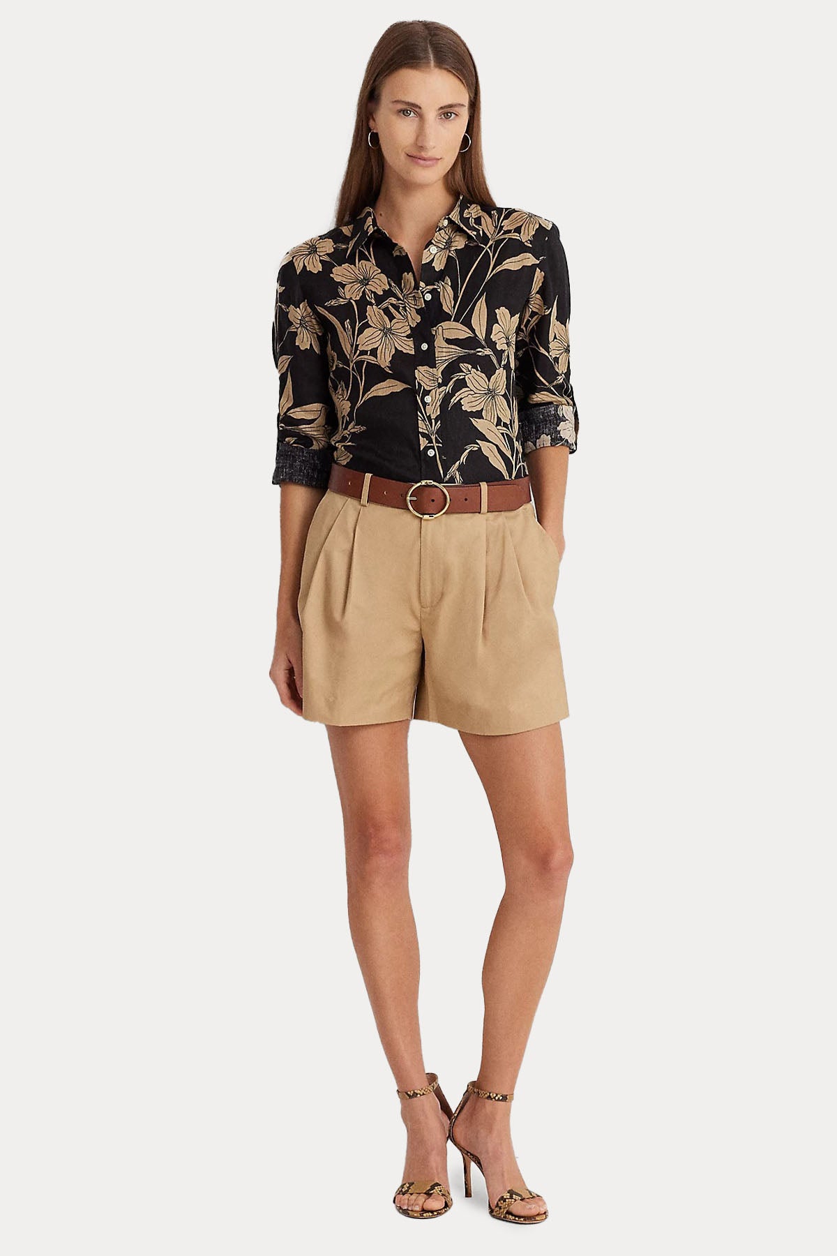 Polo Ralph Lauren Relaxed Fit Desenli Keten Gömlek