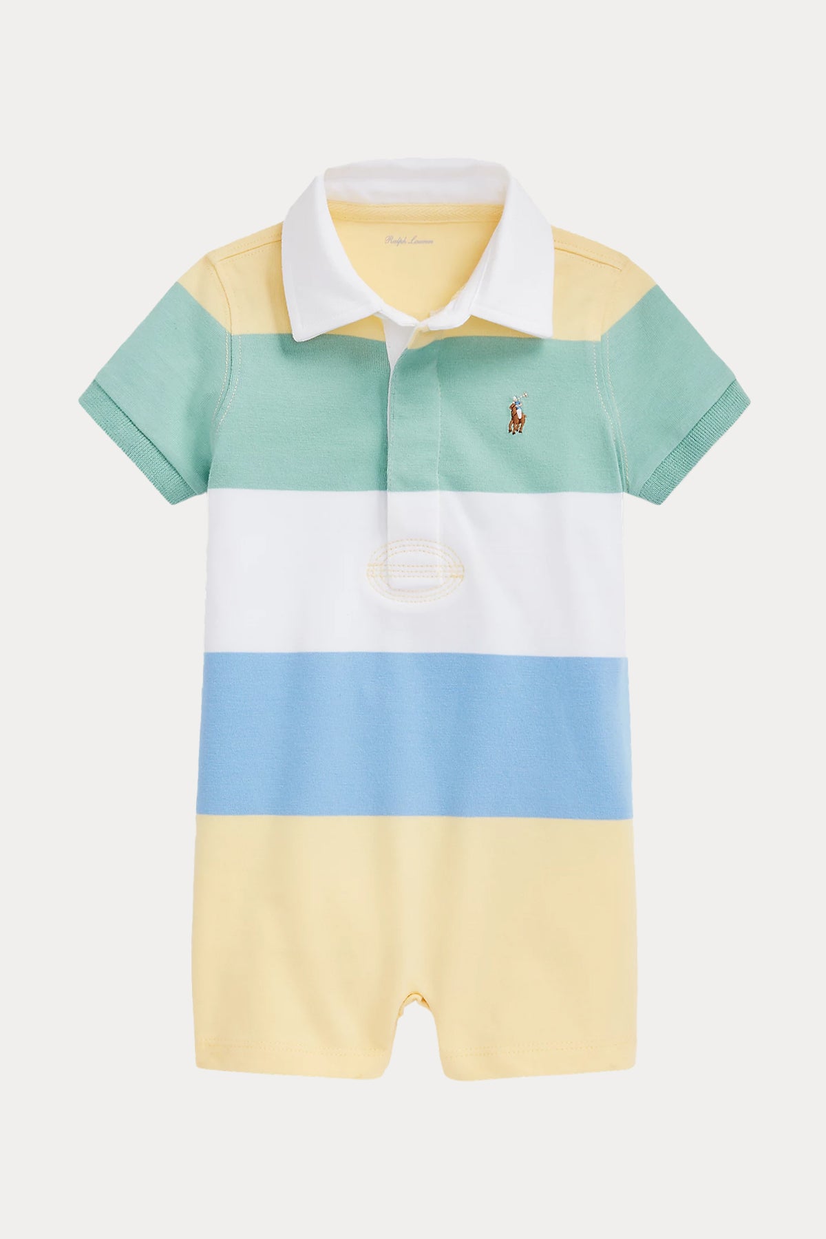 Polo Ralph Lauren Kids 9-12 Aylık Erkek Bebek Polo Yaka Renk Bloklu Tulum