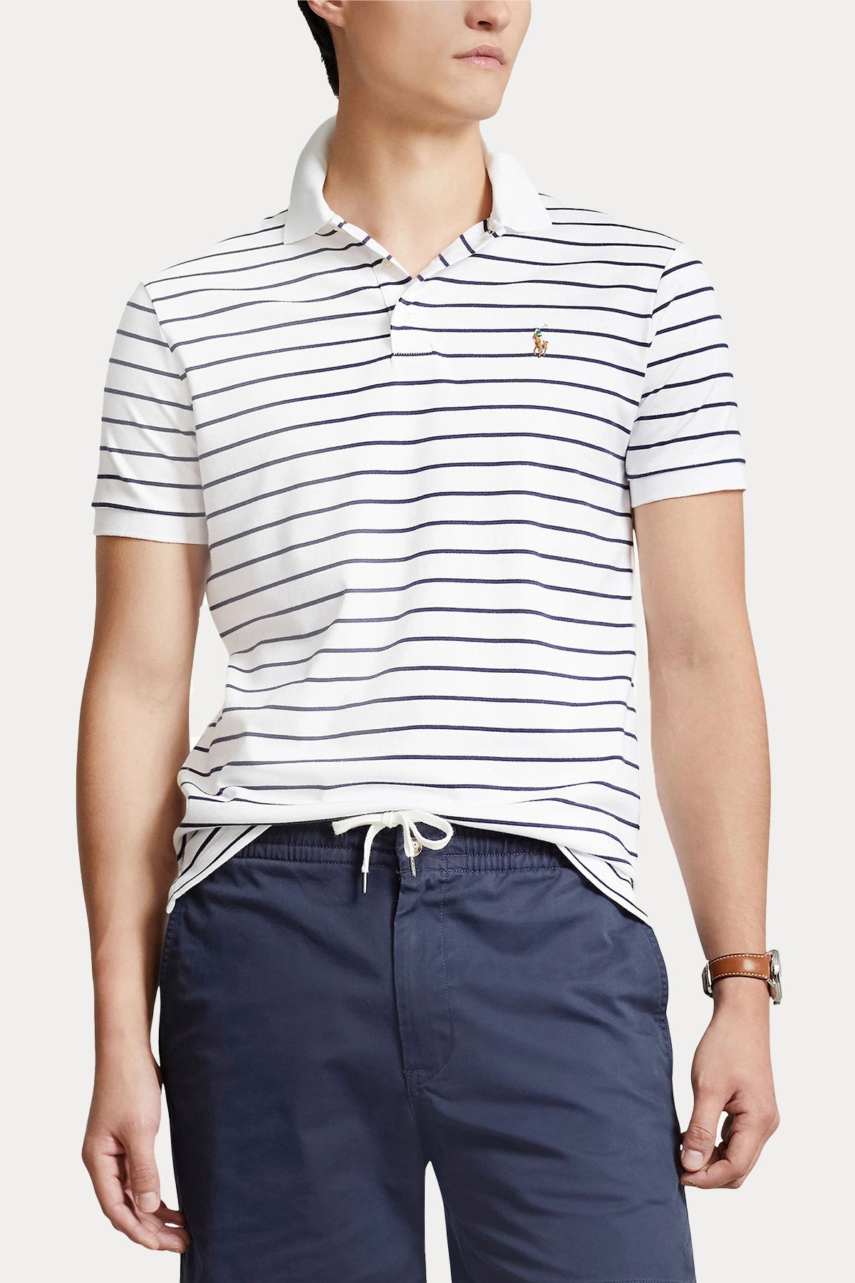 Polo Ralph Lauren Custom Slim Fit Çizgili Polo Yaka T-shirt