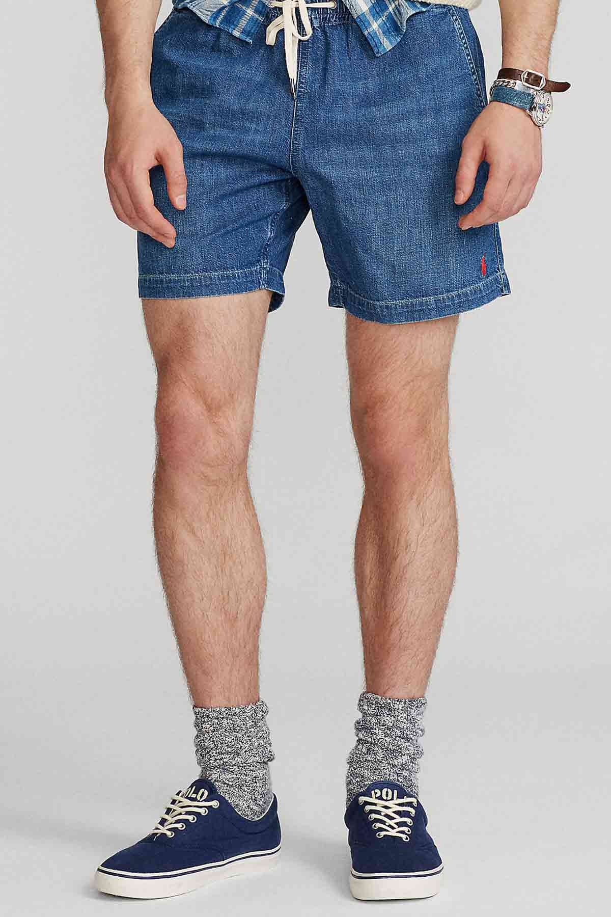 Polo Ralph Lauren Custom Fit Beli Lastikli Denim Şort-Şort-Libas
