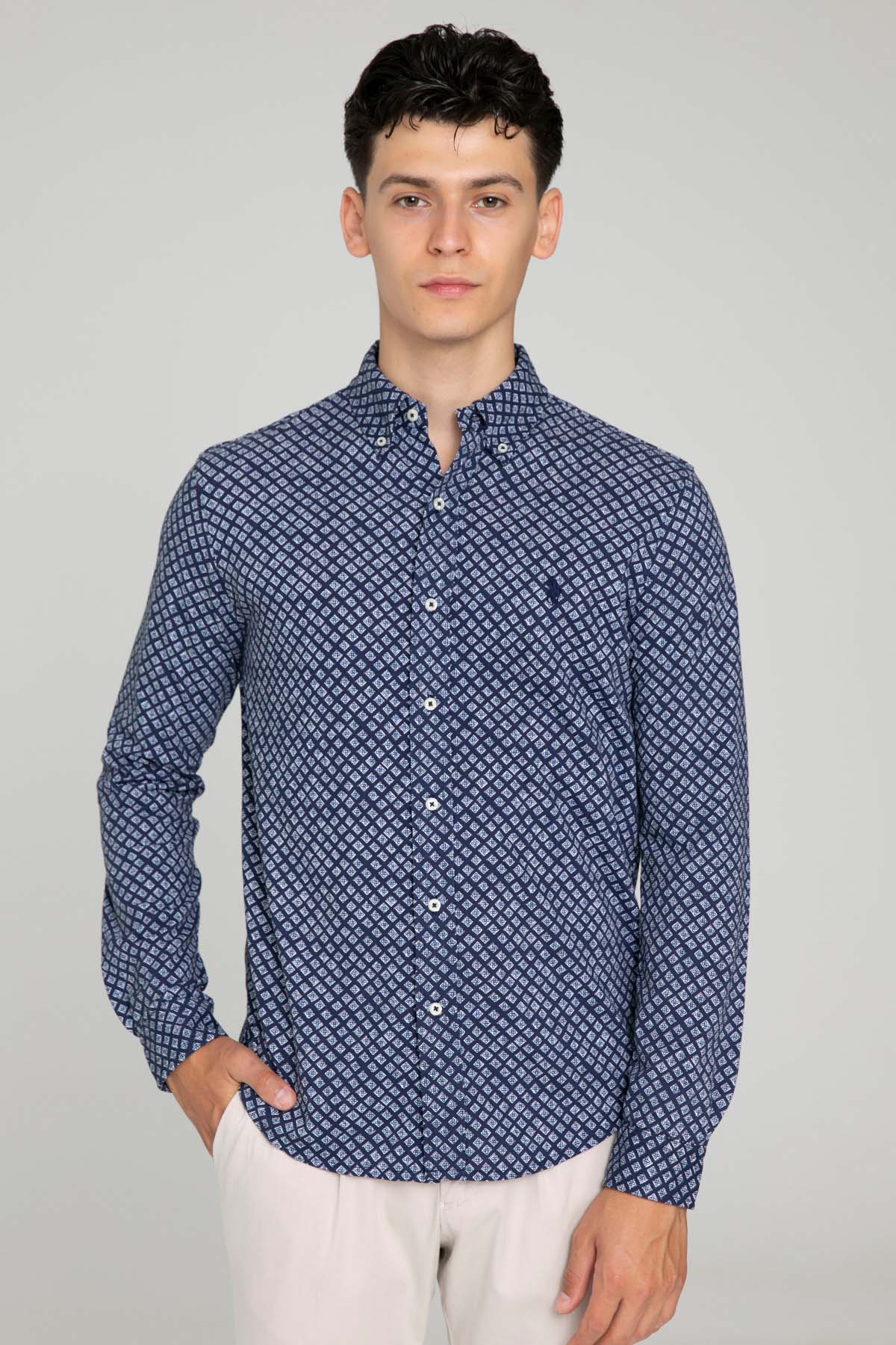 Polo Ralph Lauren Custom Fit Featherweight Mesh Desenli Gömlek