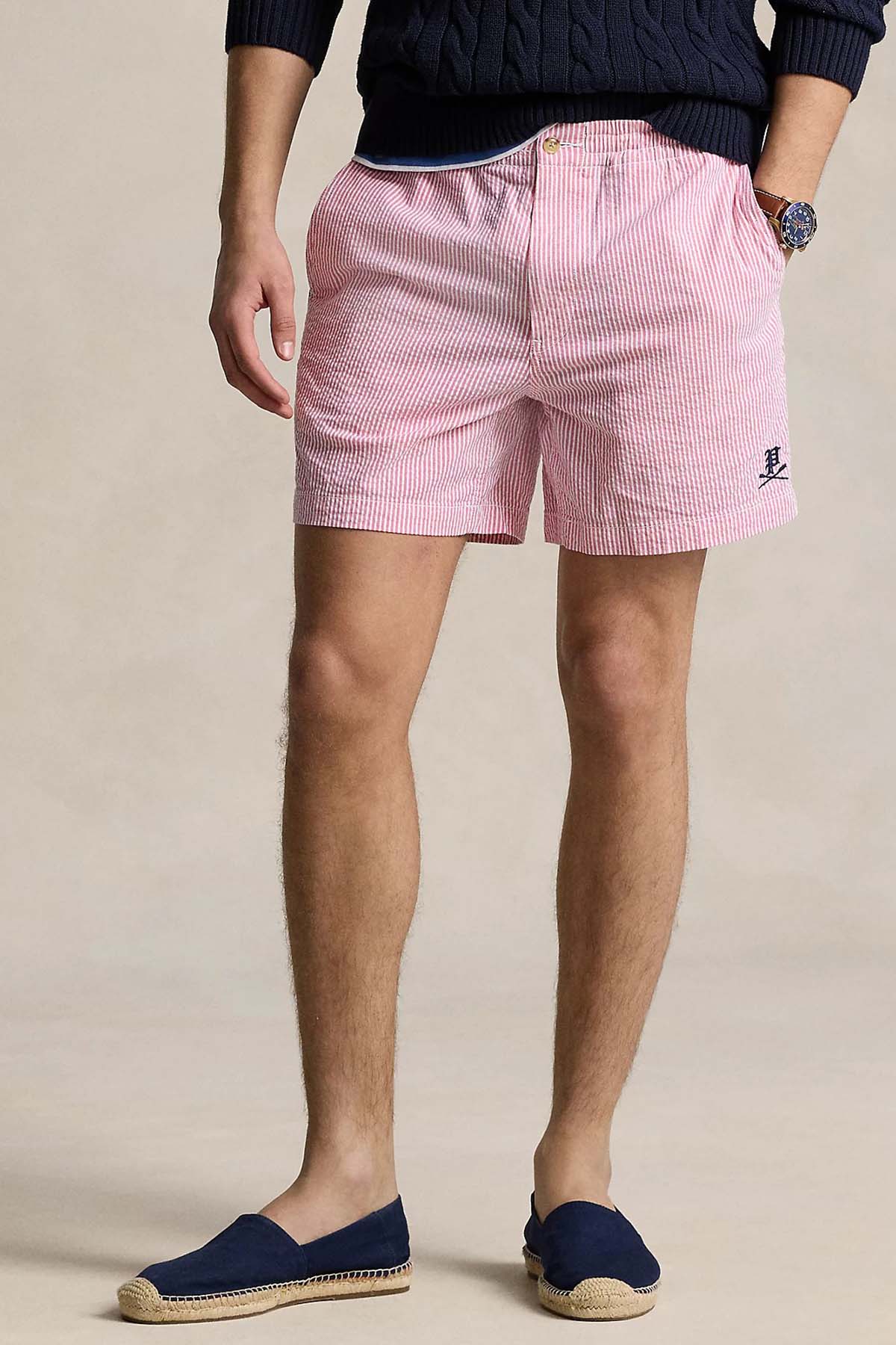 Polo Ralph Lauren Strech Classic Fit Beli Lastikli Çizgili Gofre Kumaş Şort-Şort-Libas