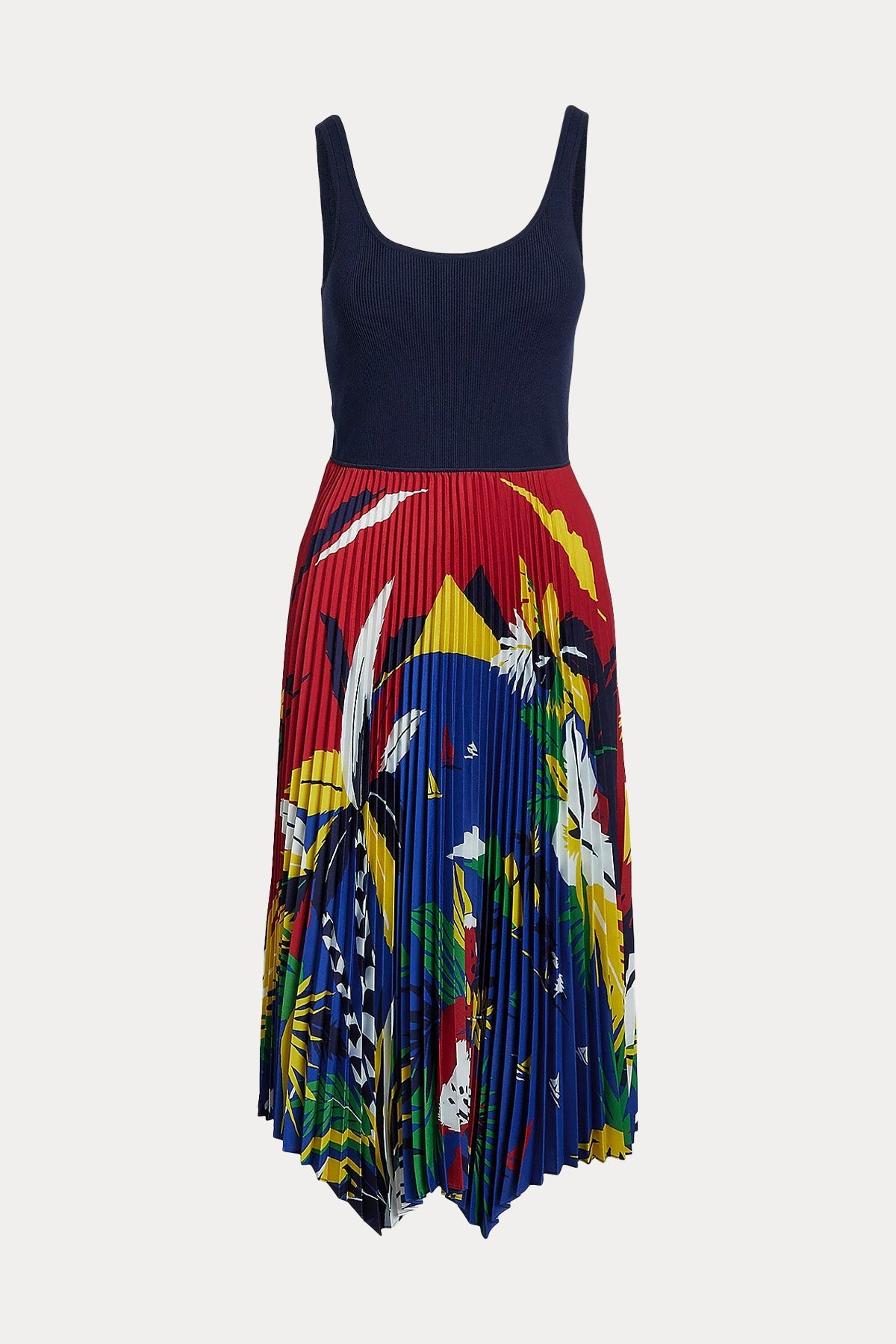 Polo Ralph Lauren Renkli Piliseli Askılı Midi Elbise