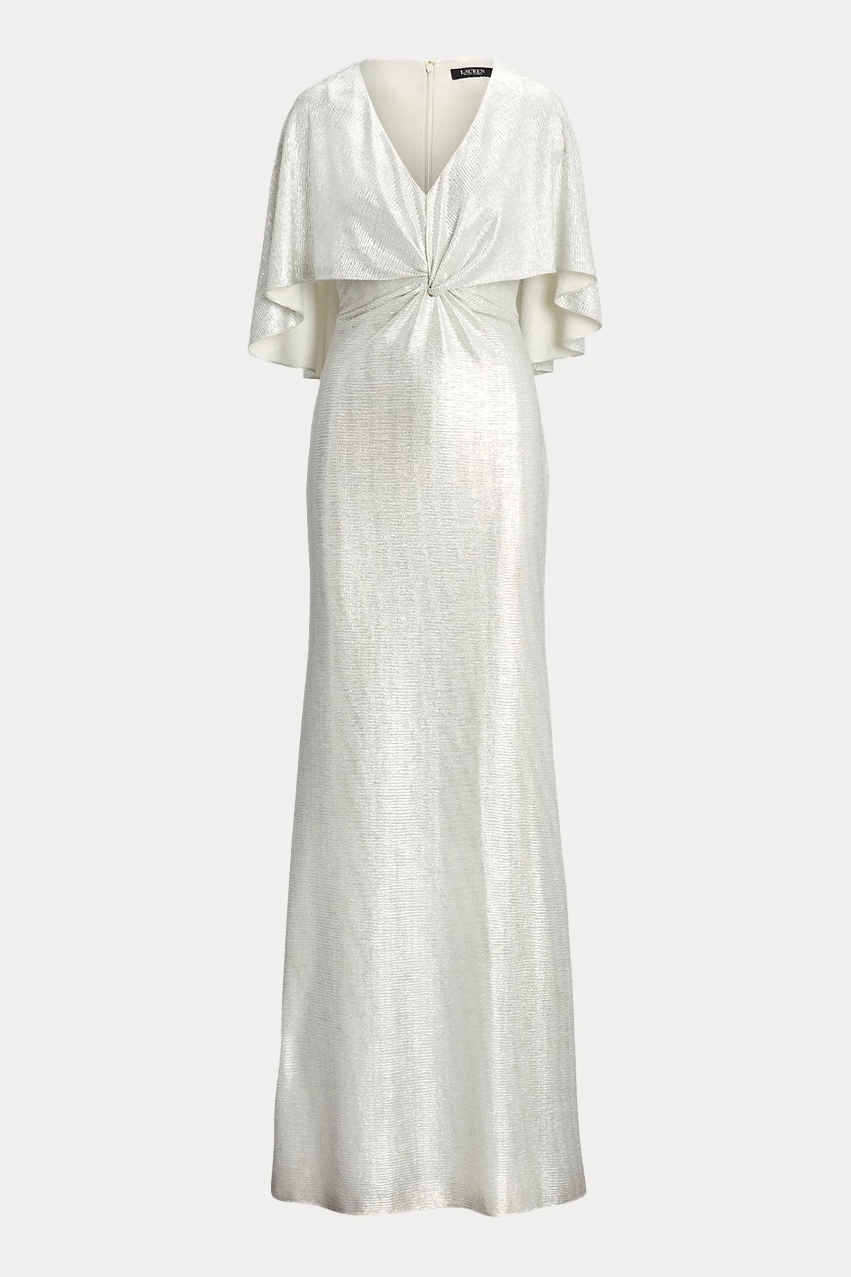 Polo Ralph Lauren V Yaka Kısa Pelerinli Maxi Abiye Elbise