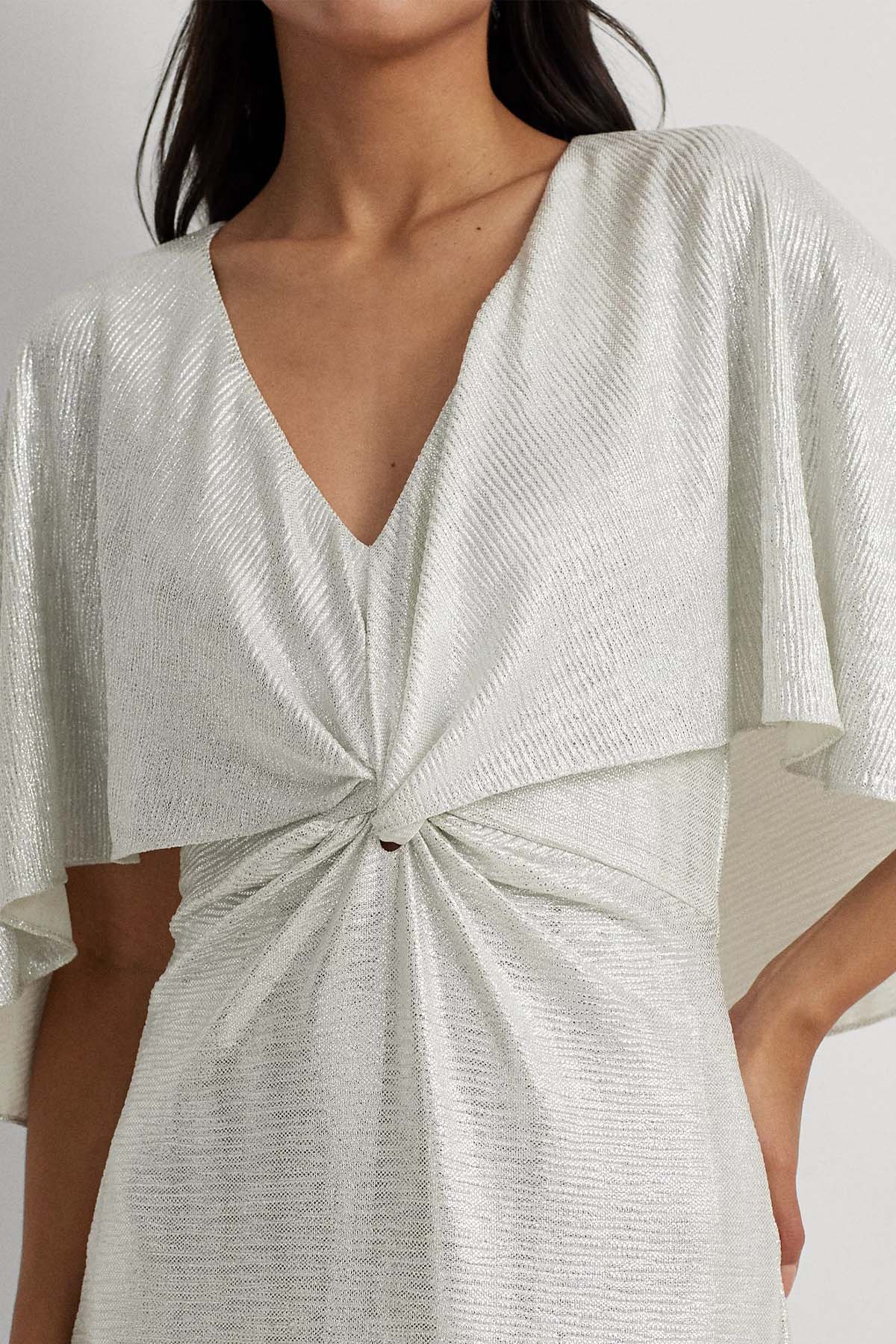 Polo Ralph Lauren V Yaka Kısa Pelerinli Maxi Abiye Elbise