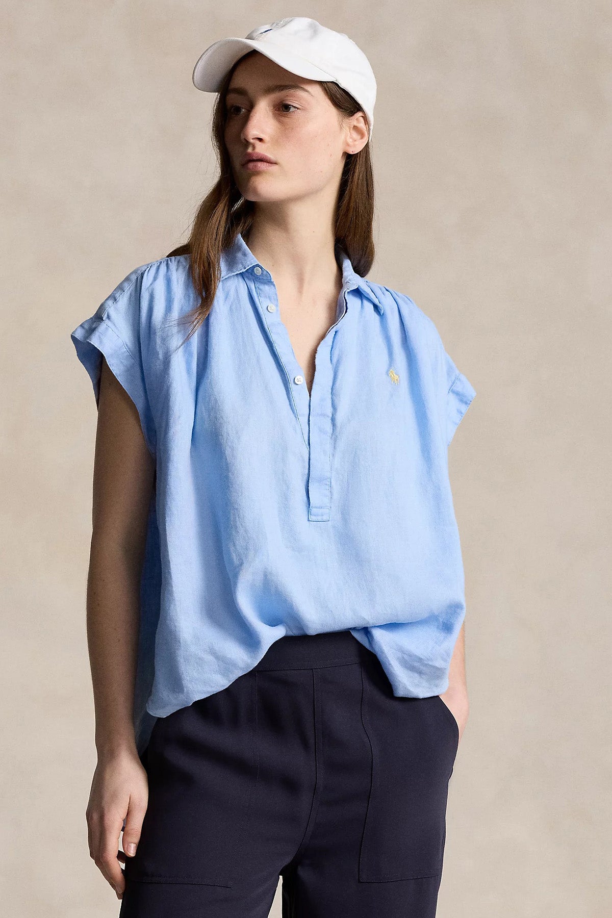 Polo Ralph Lauren Geniş Kesim Klasik Yaka Keten Gömlek-Gömlek-Libas