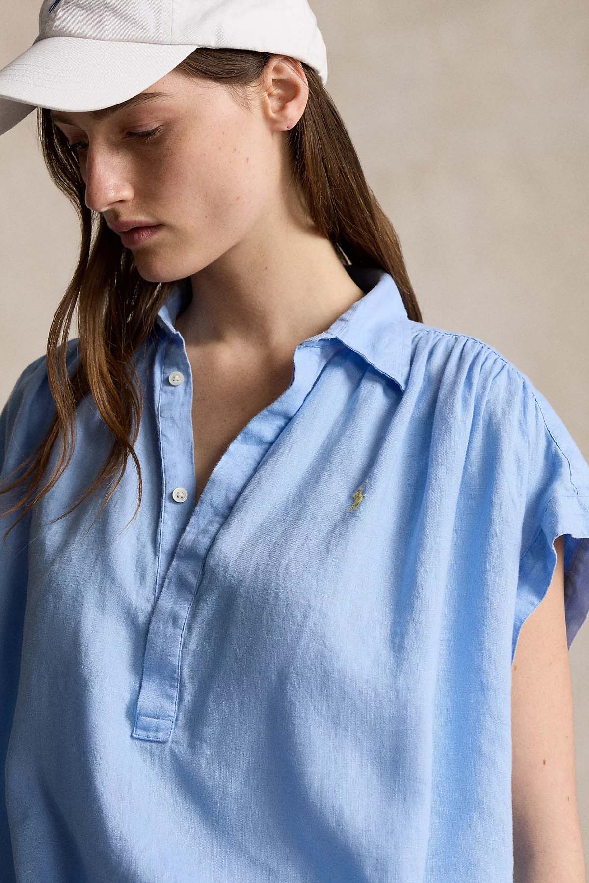 Polo Ralph Lauren Geniş Kesim Klasik Yaka Keten Gömlek-Gömlek-Libas