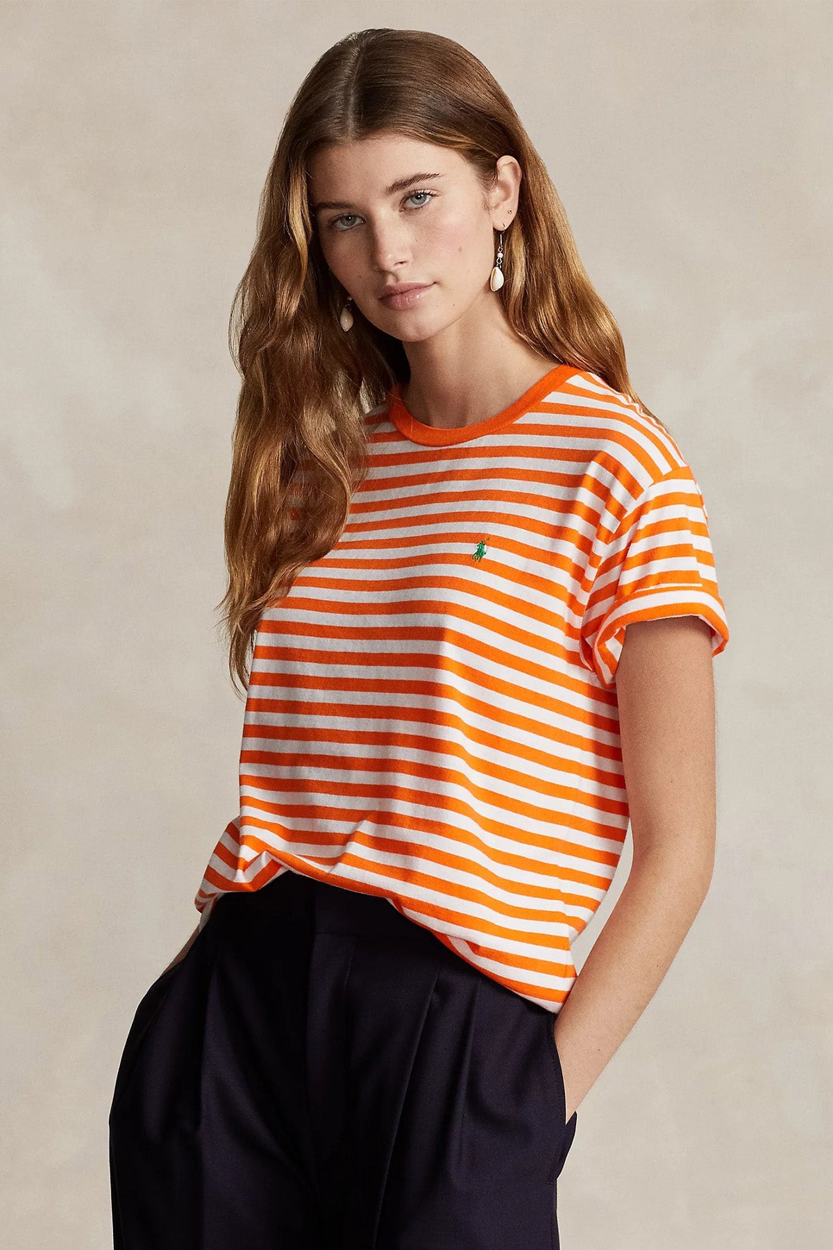 Polo Ralph Lauren Custom Fit Yuvarlak Yaka Çizgili T-shirt