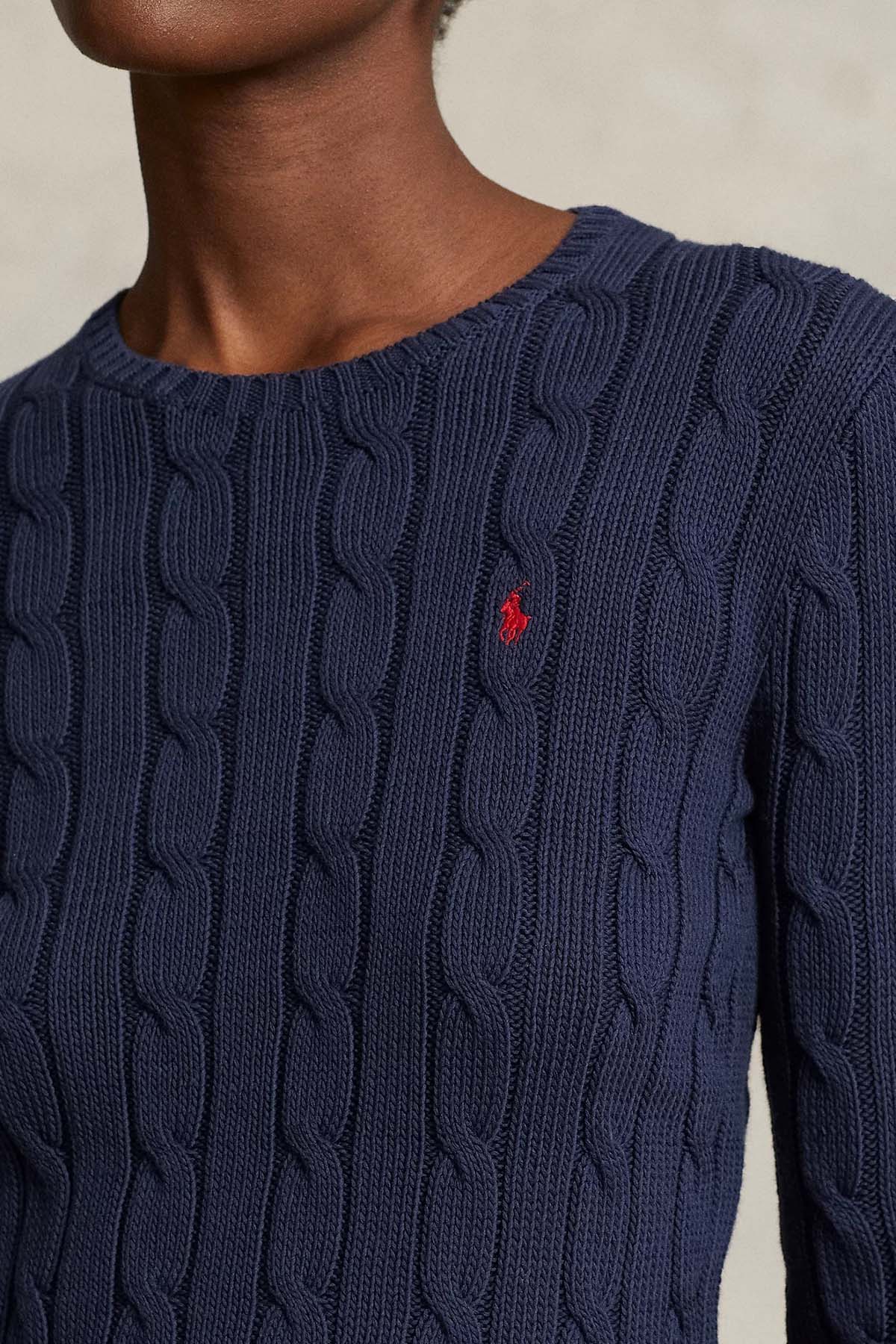 Polo Ralph Lauren Pima Cotton Slim Fit Yuvarlak Yaka Saç Örgü Triko