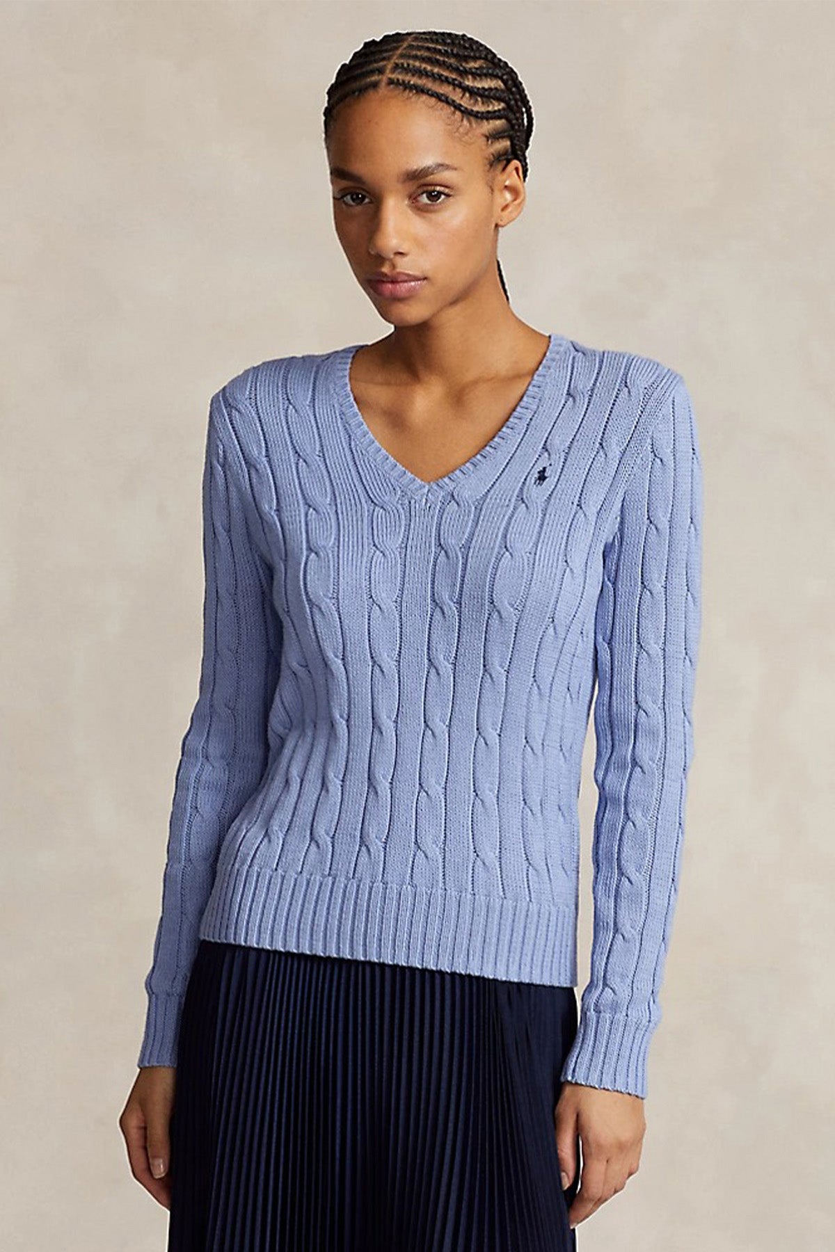 Polo Ralph Lauren Pima Cotton Slim Fit V Yaka Saç Örgü Triko
