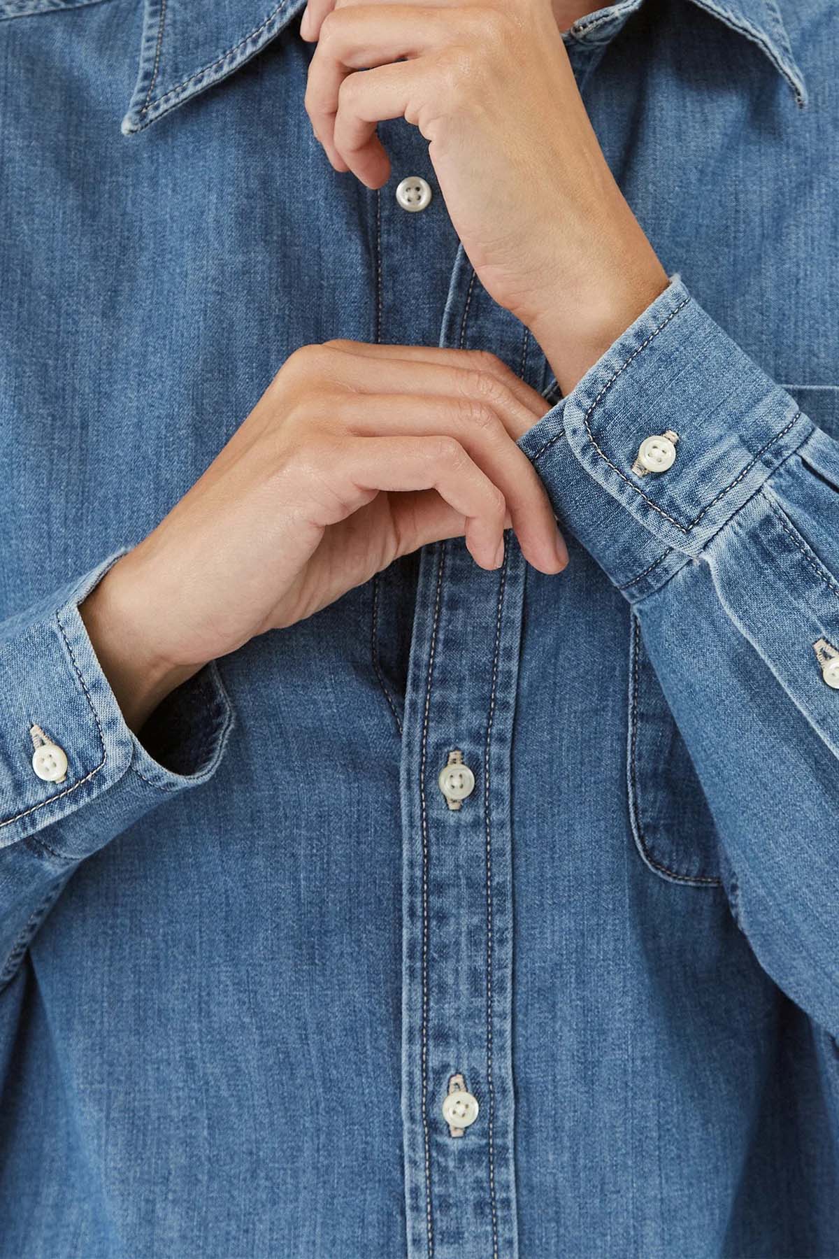 Polo Ralph Lauren Geniş Kesim Cep Detaylı Denim Gömlek