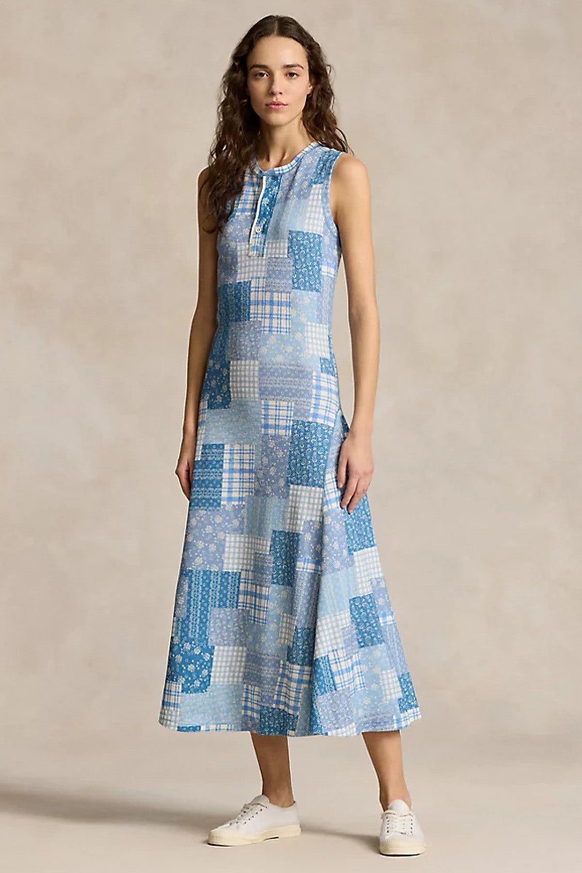 Polo Ralph Lauren Patchwork Desenli Midi Elbise