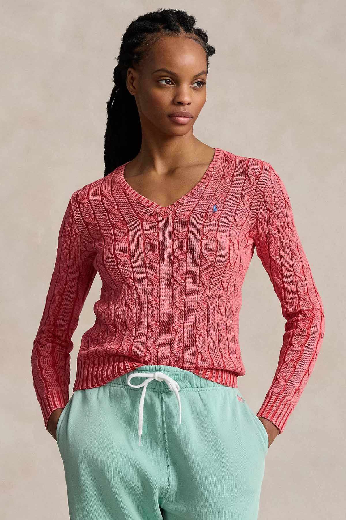 Polo Ralph Lauren Slim Fit V Yaka Saç Örgü Triko