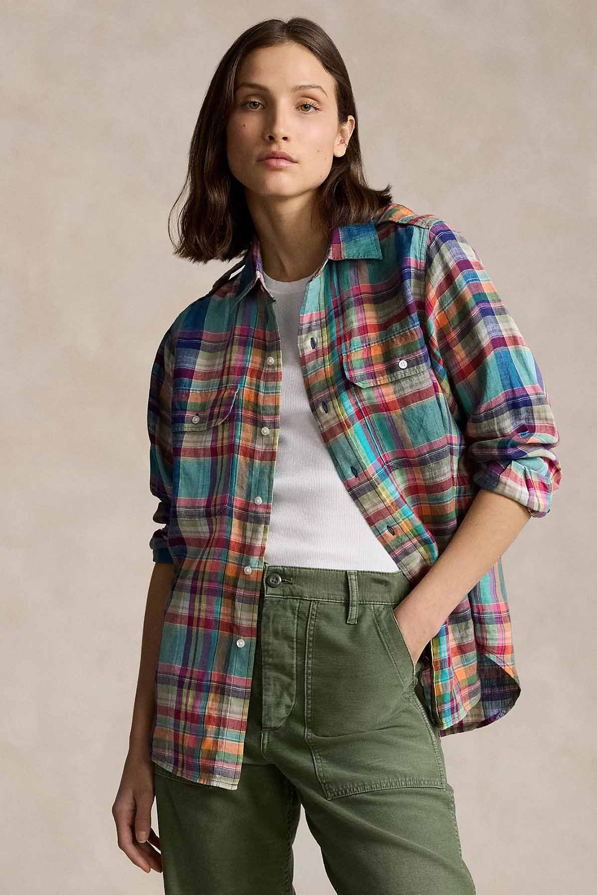 Polo Ralph Lauren Custom Fit Ekose Desenli Keten Gömlek