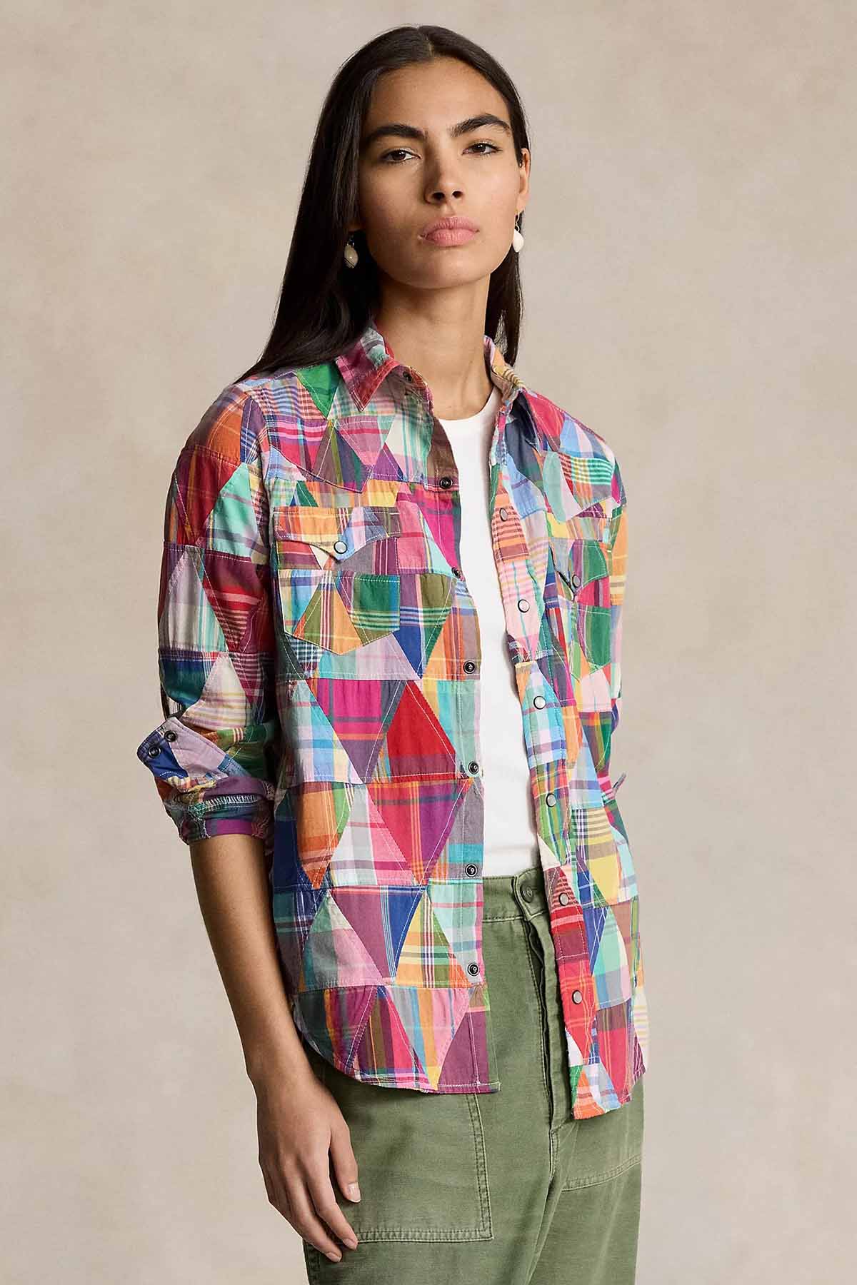 Polo Ralph Lauren Custom Fit Patchwork Desenli Gömlek