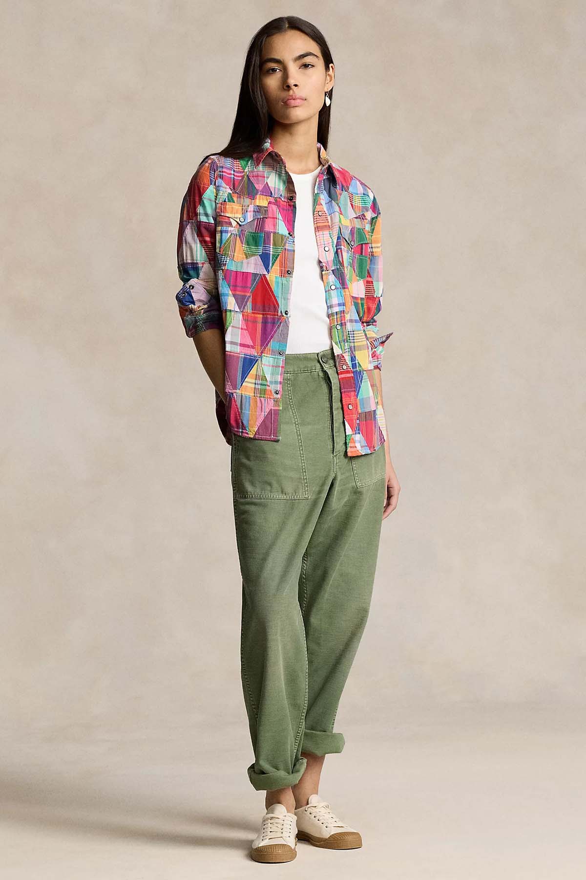 Polo Ralph Lauren Custom Fit Patchwork Desenli Gömlek