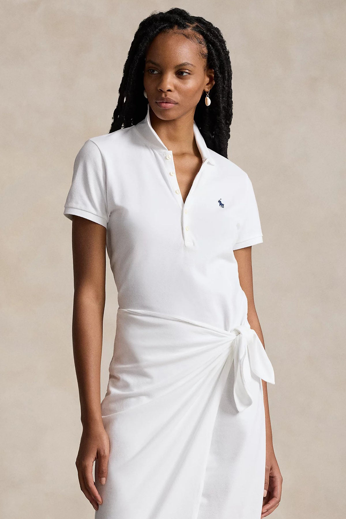 Polo Ralph Lauren Polo Yaka Büzgülü Midi T-shirt Elbise