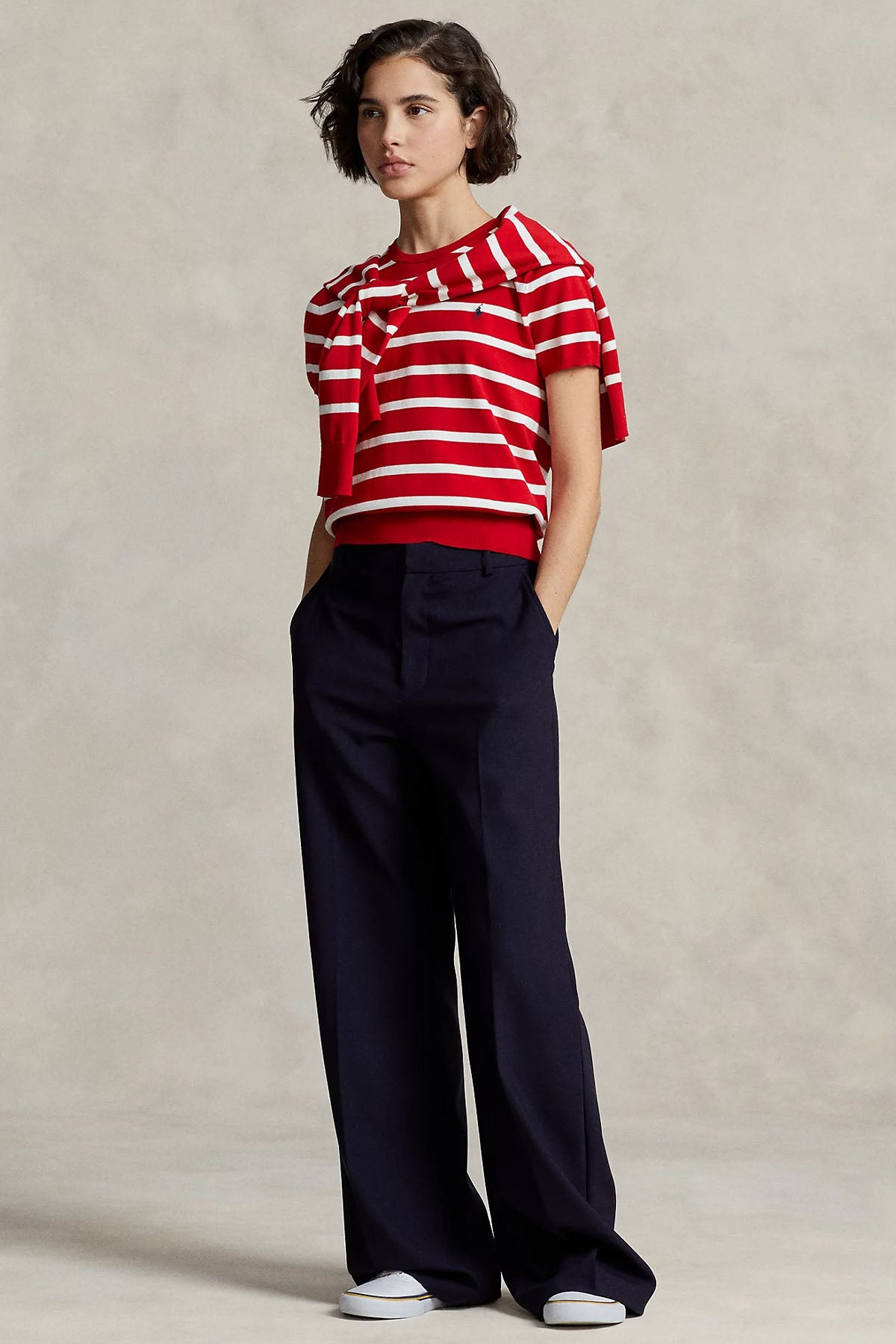 Polo Ralph Lauren Yuvarlak Yaka Çizgili İnce Örgü Triko-Triko-Libas