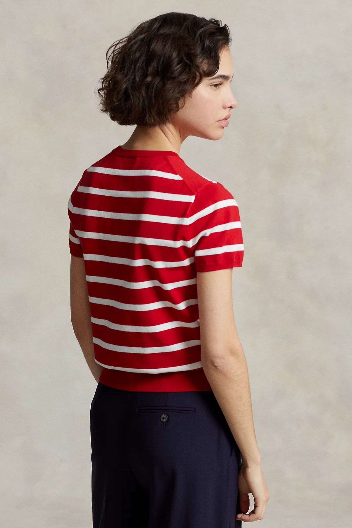 Polo Ralph Lauren Yuvarlak Yaka Çizgili İnce Örgü Triko-Triko-Libas