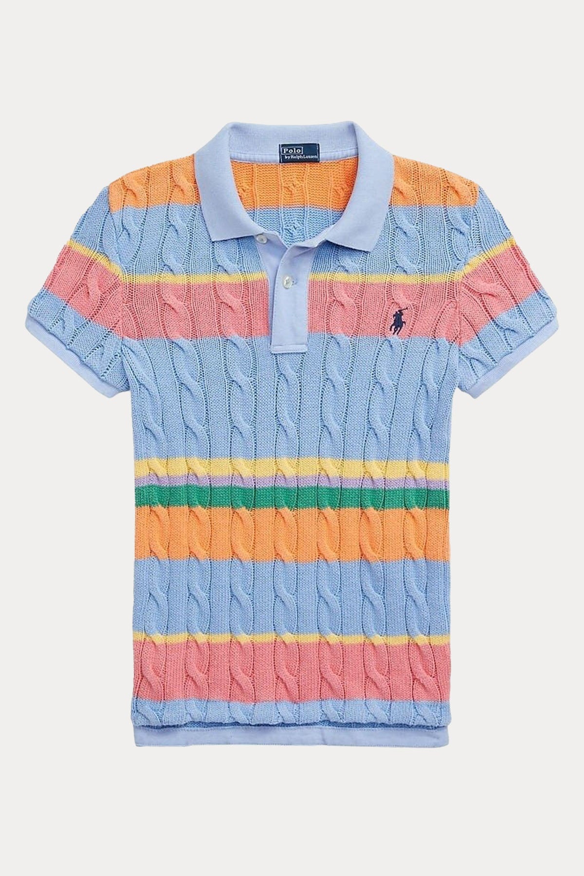 Polo Ralph Lauren Polo Yaka Renkli Saç Örgü Triko