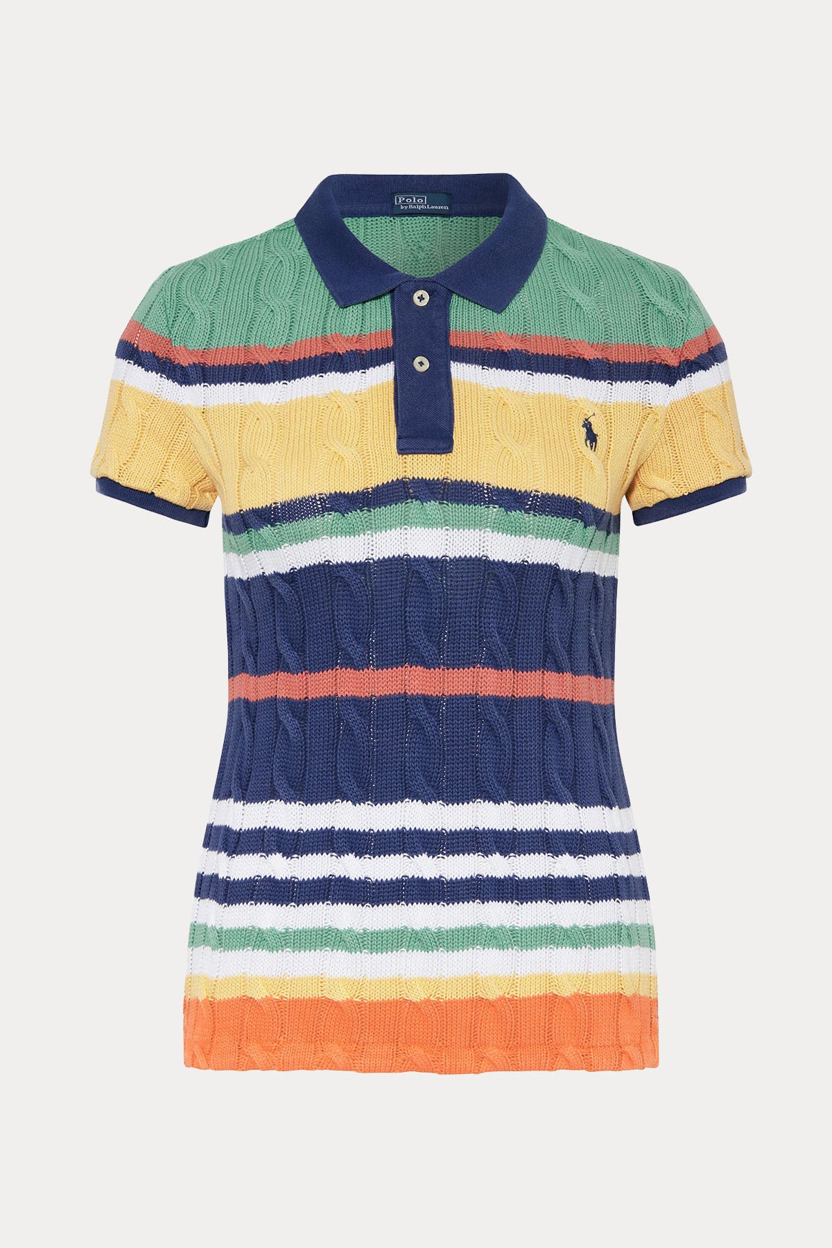 Polo Ralph Lauren Polo Yaka Renkli Saç Örgü Triko