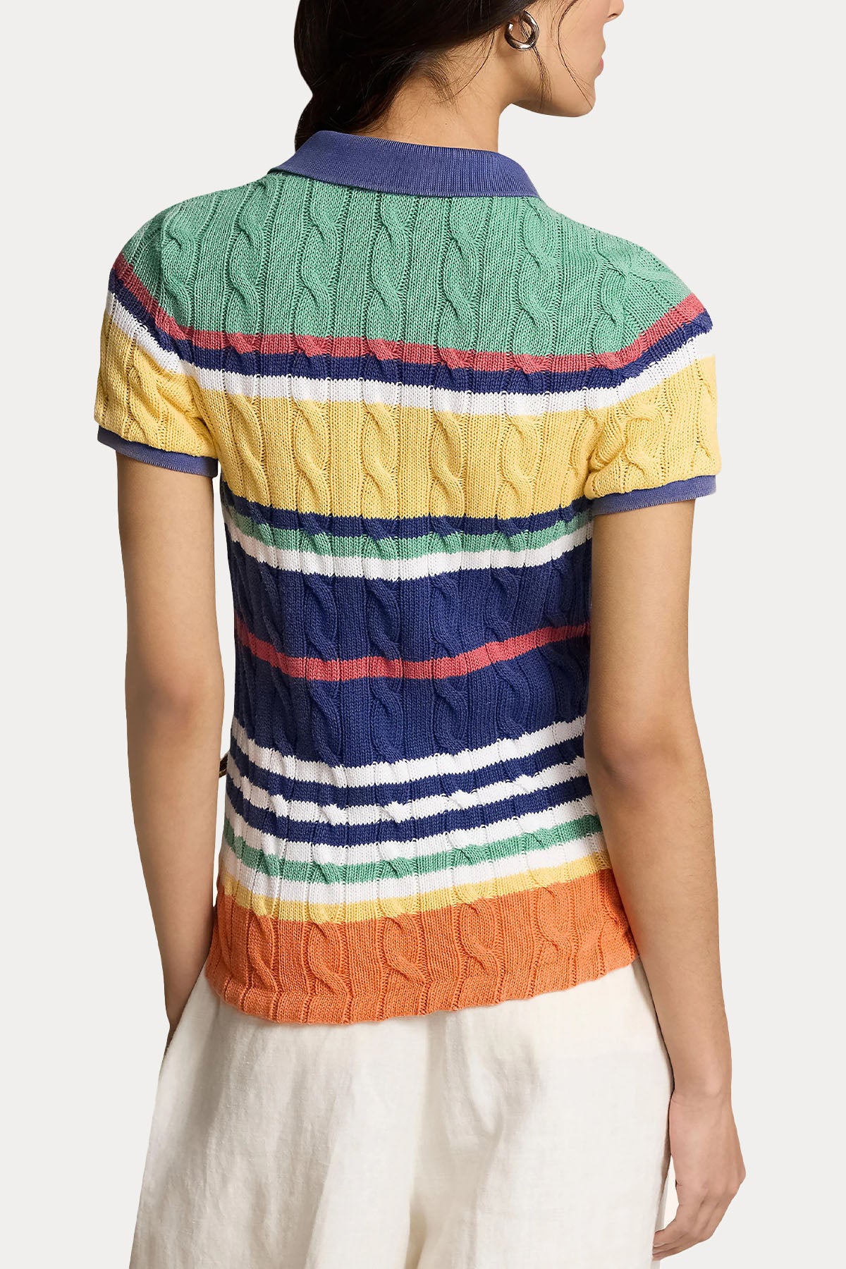 Polo Ralph Lauren Polo Yaka Renkli Saç Örgü Triko