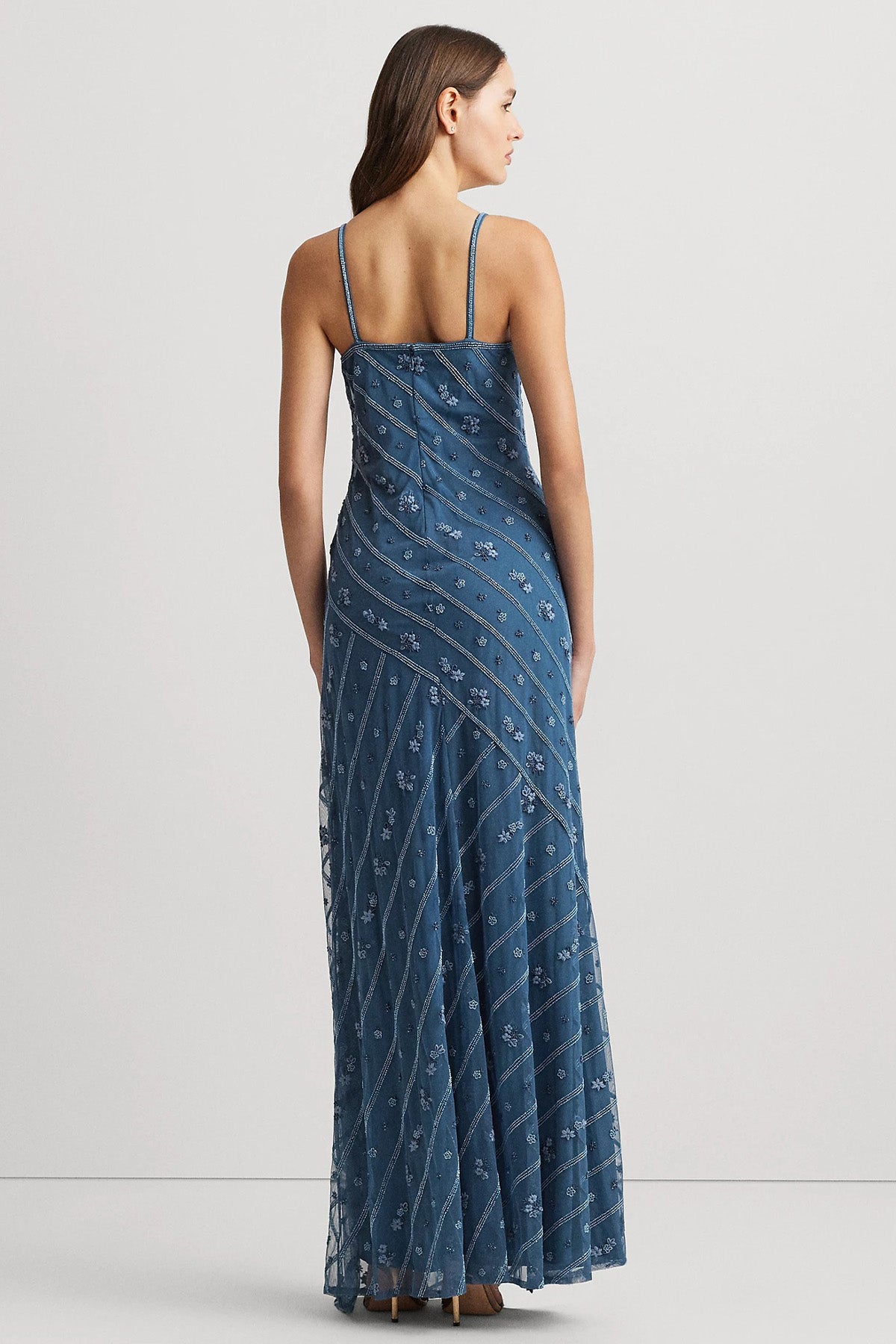 Polo Ralph Lauren V Yaka Desenli Maxi Abiye Elbise